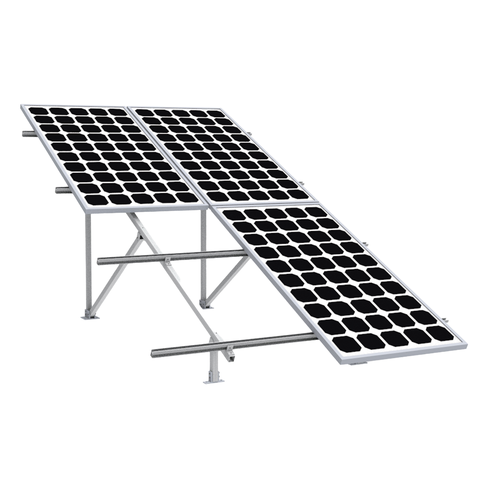 Montaje para Panel Solar / Arreglo 2x2 / Riel 5 de 2700 mm / Módulos 30-35 mm / Viento 151 km/h (93.8 mph) / Inclinación 25°