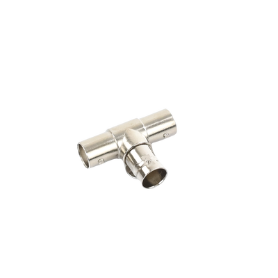 Adaptador en T para 75 Ohm de triple conectores BNC Hembras, Níquel/ Oro/ Teflón.