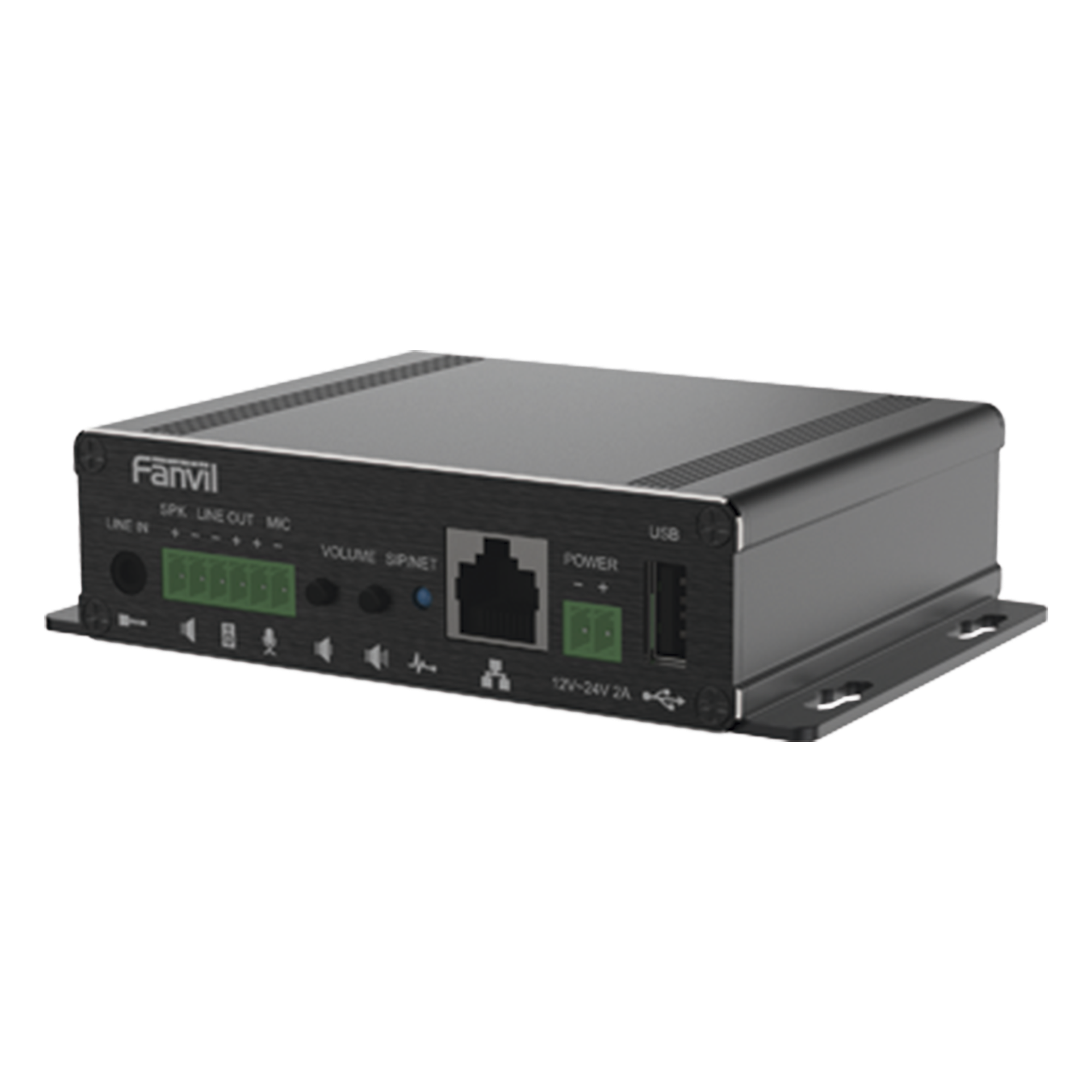 Gateway para Voceo IP/SIP,  Entrada de audio (3.5mm), salida de amplificador integrado de hasta 30W, puerto USB (reproducción de MP3), — FANVIL · SKU PA3F