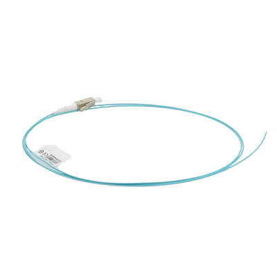 Pigtail de Fibra Óptica LC Simplex, Multimodo OM4 XGLO 50/125, OFNR, Color Aqua, 1 Metro (3.28 Pies)
