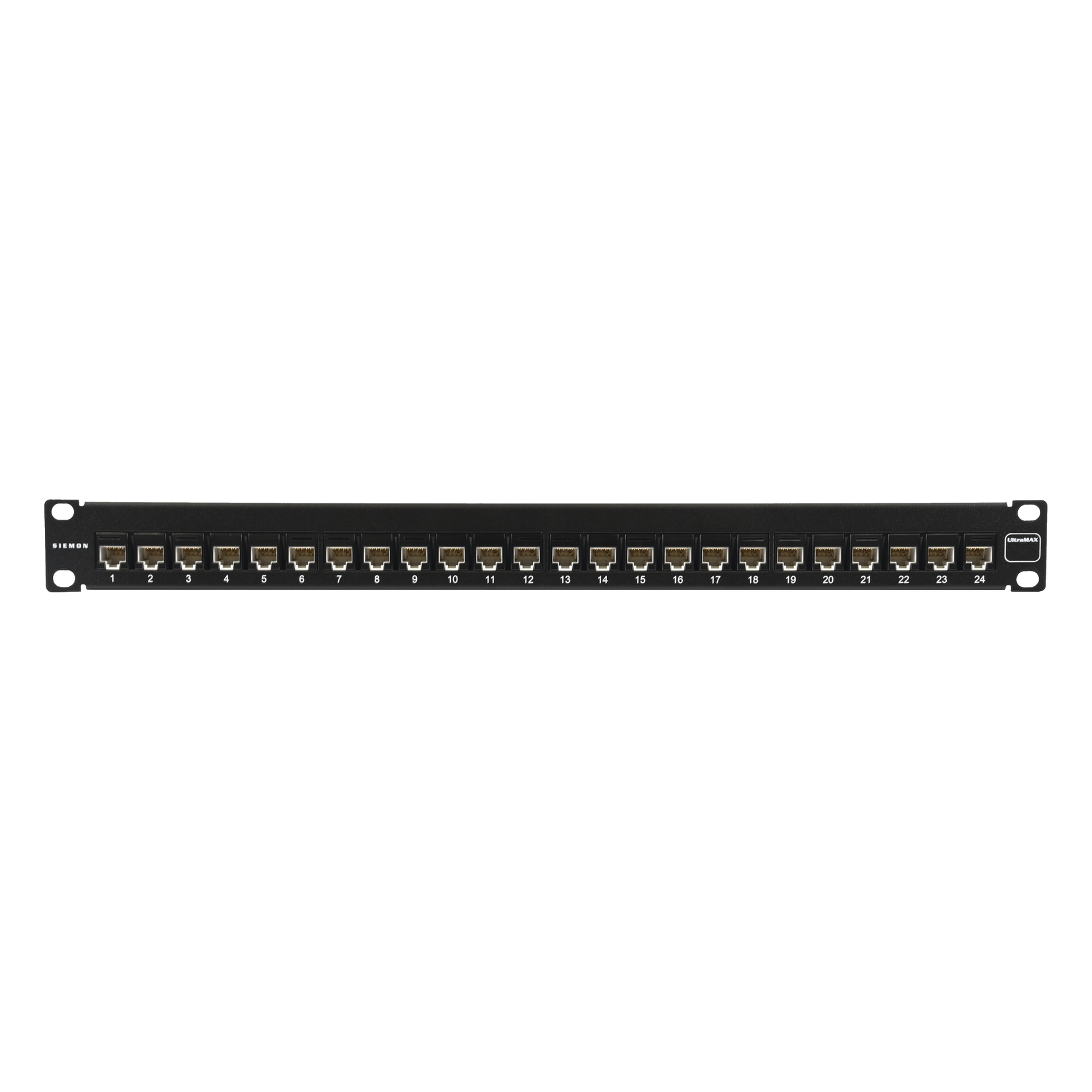 Patch Panel UltraMAX. UTP, Precargado con Jacks Cat6, 24 Puertos, Plano, 1U