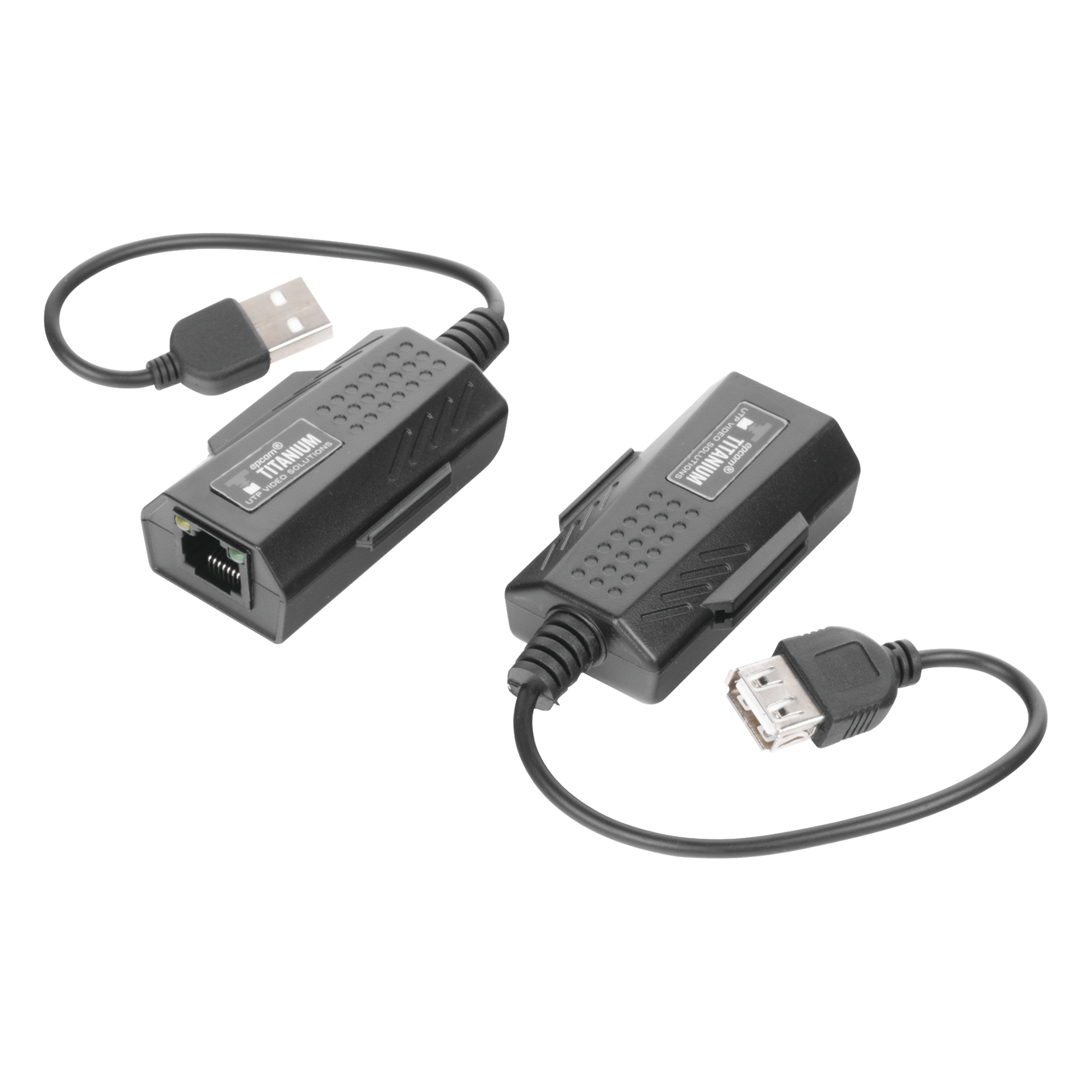 Kit extensor USB por cable UTP Cat 5 / 5e / 6 para Distancias de Hasta 50 Metros / Versión 2.0 — EPCOM TITANIUM · SKU TT-USB-100