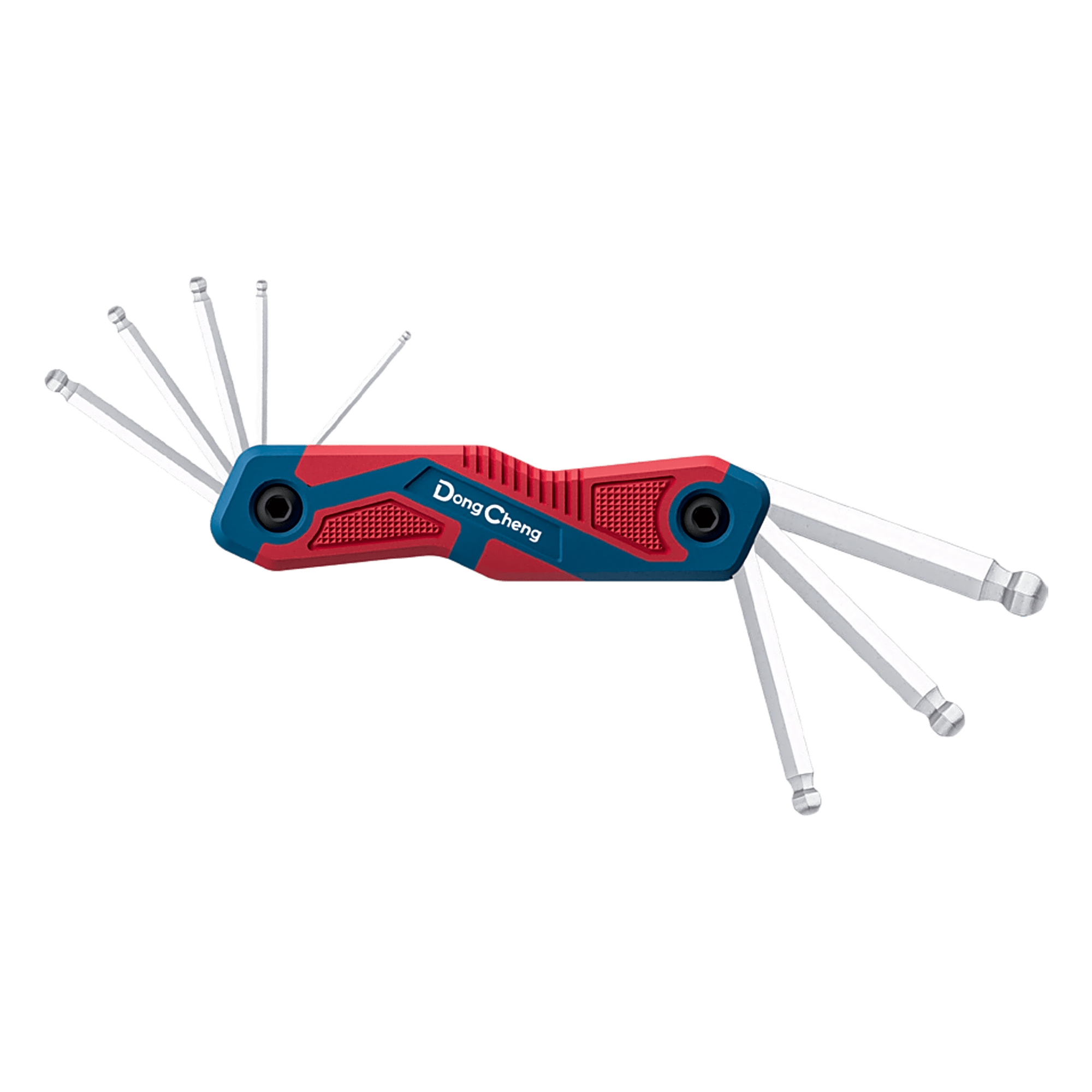 Juego de 8 Llaves Hexagonales Milimétricas con cabeza Redonda y porta llaves tipo navaja. — DONGCHENG · SKU D092903