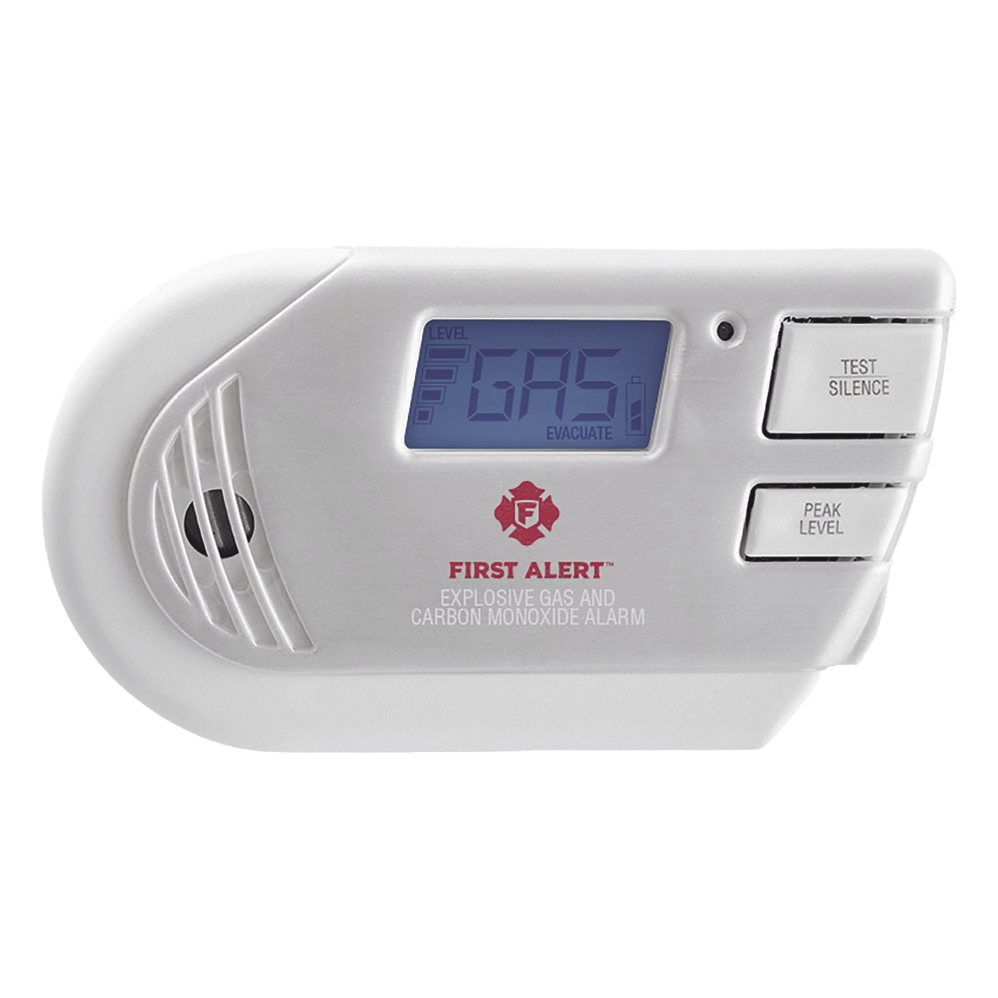 Detector Combo de Combinación de Gases Explosivos: Metano (GN), Propano (LP) y Monóxido de Carbono (CO), Con Pantalla Digital Retroiluminada, 120 Vca y Batería de Respaldo — FIRST ALERT · SKU 1039760