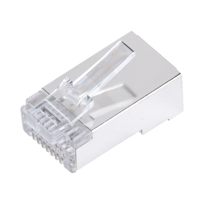 Bote con 100 Plugs Pass Through RJ45 Cat6 Blindado Chapado de Oro a 30 Micras para Durabilidad Extrema