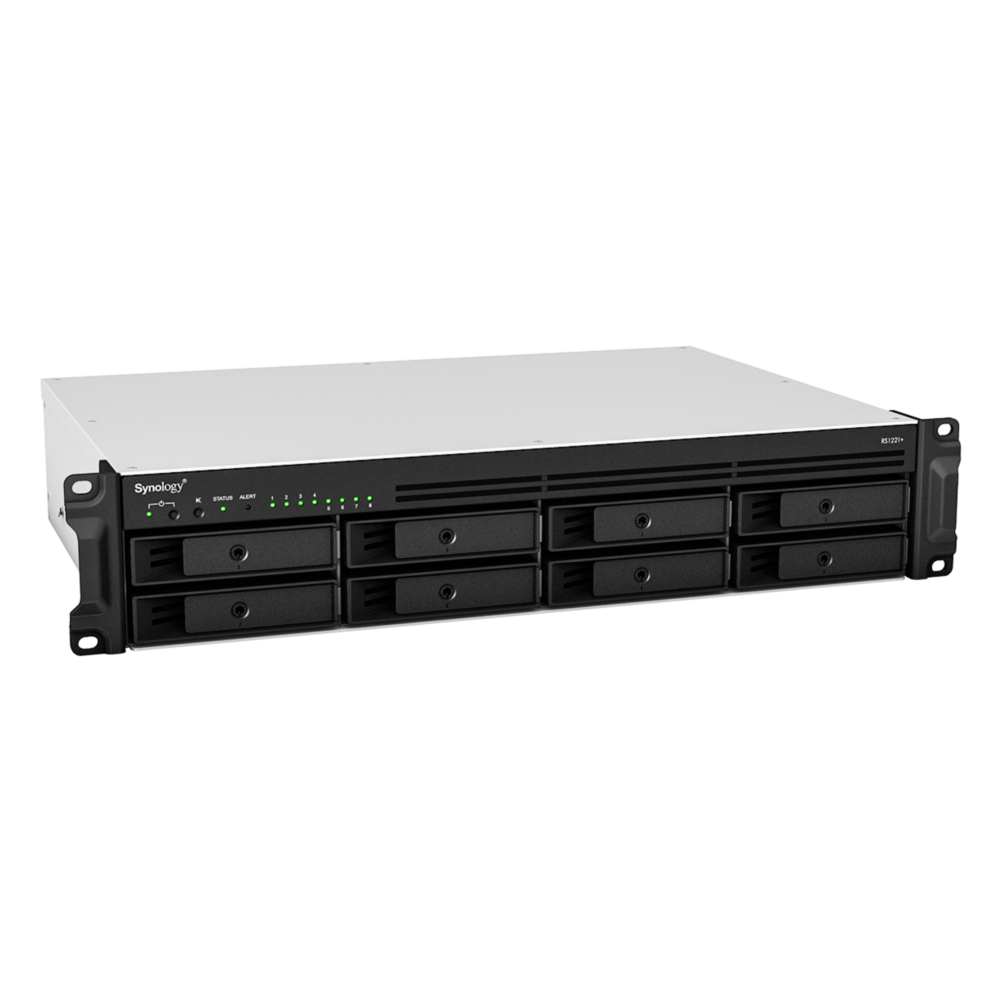 Servidor de Almacenamiento en Red RackStation RS1221+ | 8 Bahías | Expansión a 12 Bahías | CPU AMD Ryzen V1500B | 4 GB DDR4 ECC | RAID Soportado | 10/25GbE | Synology High Availability | Protección de Datos Integral.