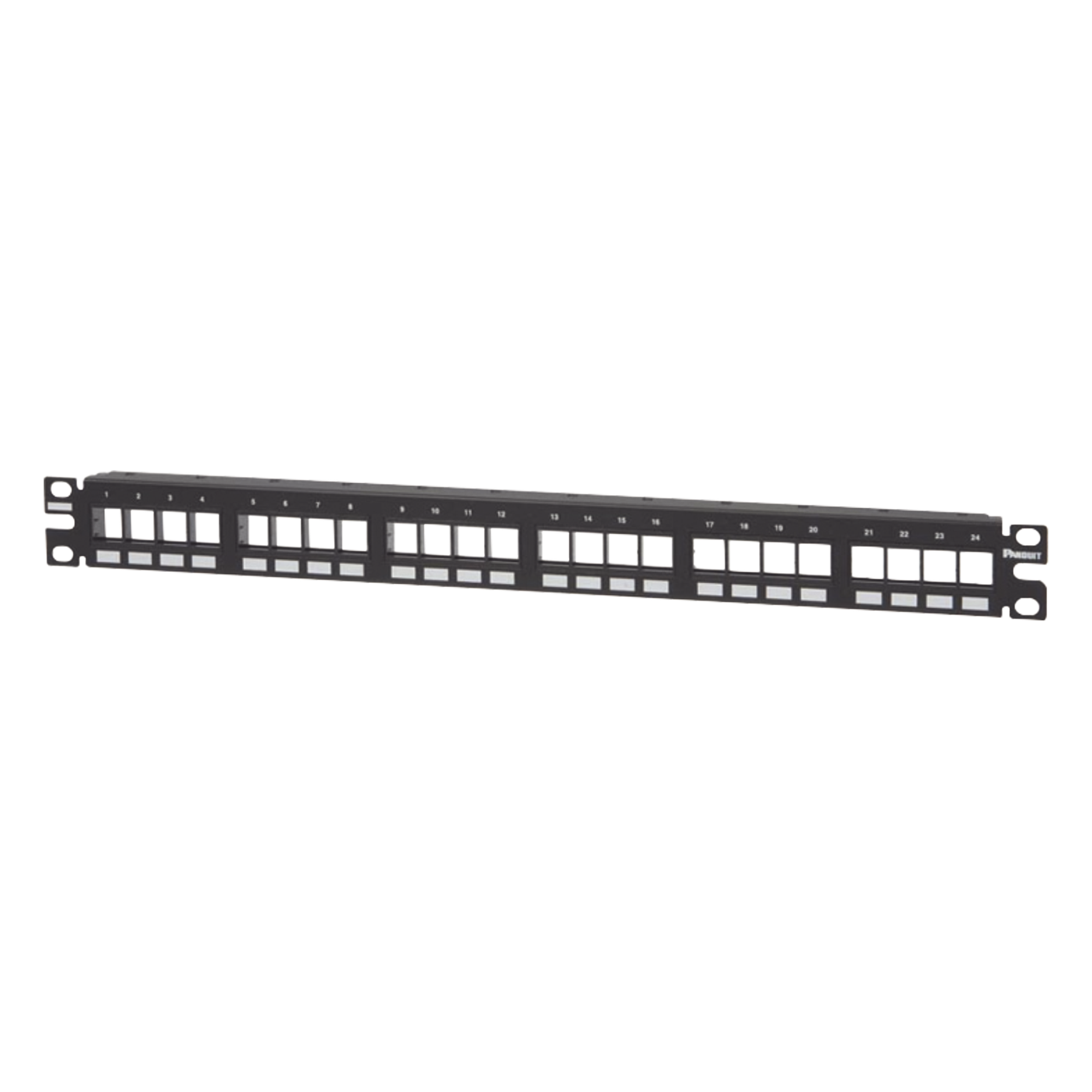 Panel de Parcheo Modular Keystone (Sin Conectores), Numerado y Espacio para Etiquetas, de 24 Puertos, 1UR — PANDUIT · SKU NKPP24FMY