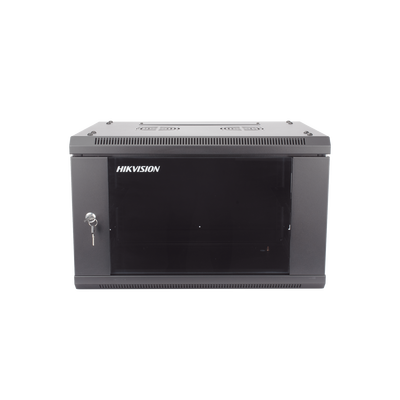 Gabinete para Montaje en Pared - Piso / Puerta de Cristal Templado / Cuerpo Fijo / 6 Unidades de Rack / 19" / Fabricado en Acero