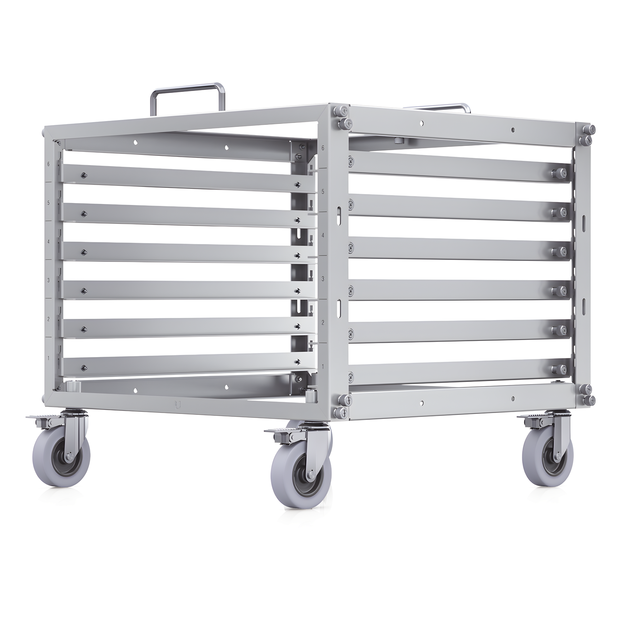 Rack Abierto 6U Compacto y Apilable sin Herramientas para Equipos UniFi, Ensamblaje Toolless, Ruedas con Seguro y Expansión a 12U con Kit de Apilado — UBIQUITI · SKU U-RACK-6U-TL