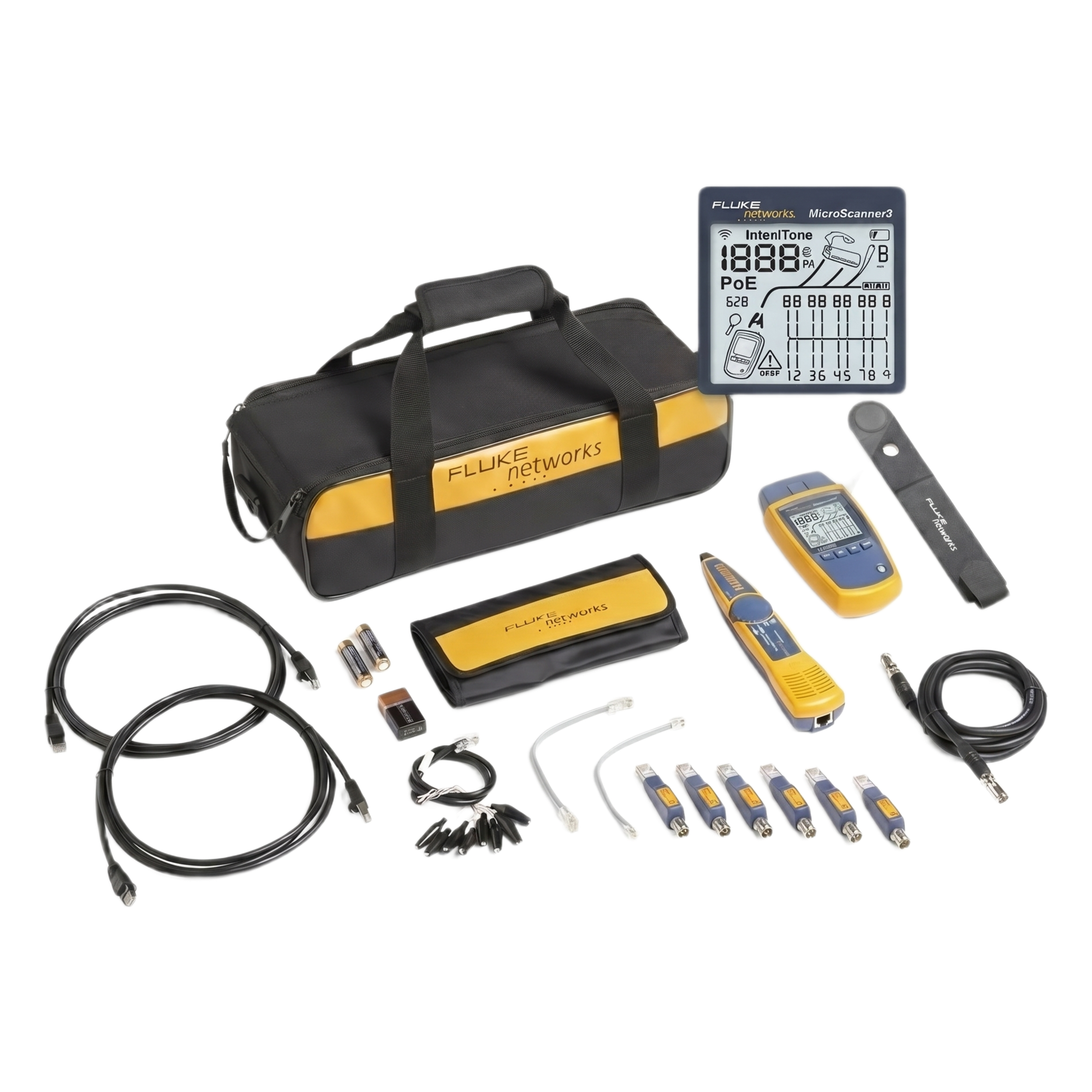 Kit Profesional de Verificador de Red MicroScanner2, para Comprobación de Redes de Voz, Datos y Video, con Pantalla LCD Retroiluminada — FLUKE NETWORKS · SKU MS2-KIT