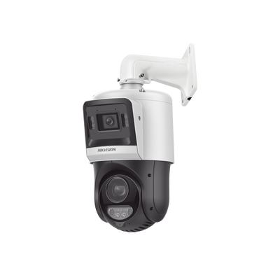 [TandemVu] PTZ IP 4 Megapixel + Cámara Fija 4 Megapixel / 25X Zoom / 100 mts IR + 30 mts Luz Blanca / IP67 / ACUSENSE / PoE+ / 2 Micrófonos Integrados y Bocina / Alerta Audible y Luz Estroboscopica / Alarmas I/O / DARKFIGHTER / Micro SD — HIKVISION · SKU DS-2SE4C425MWG-E/14(F0)