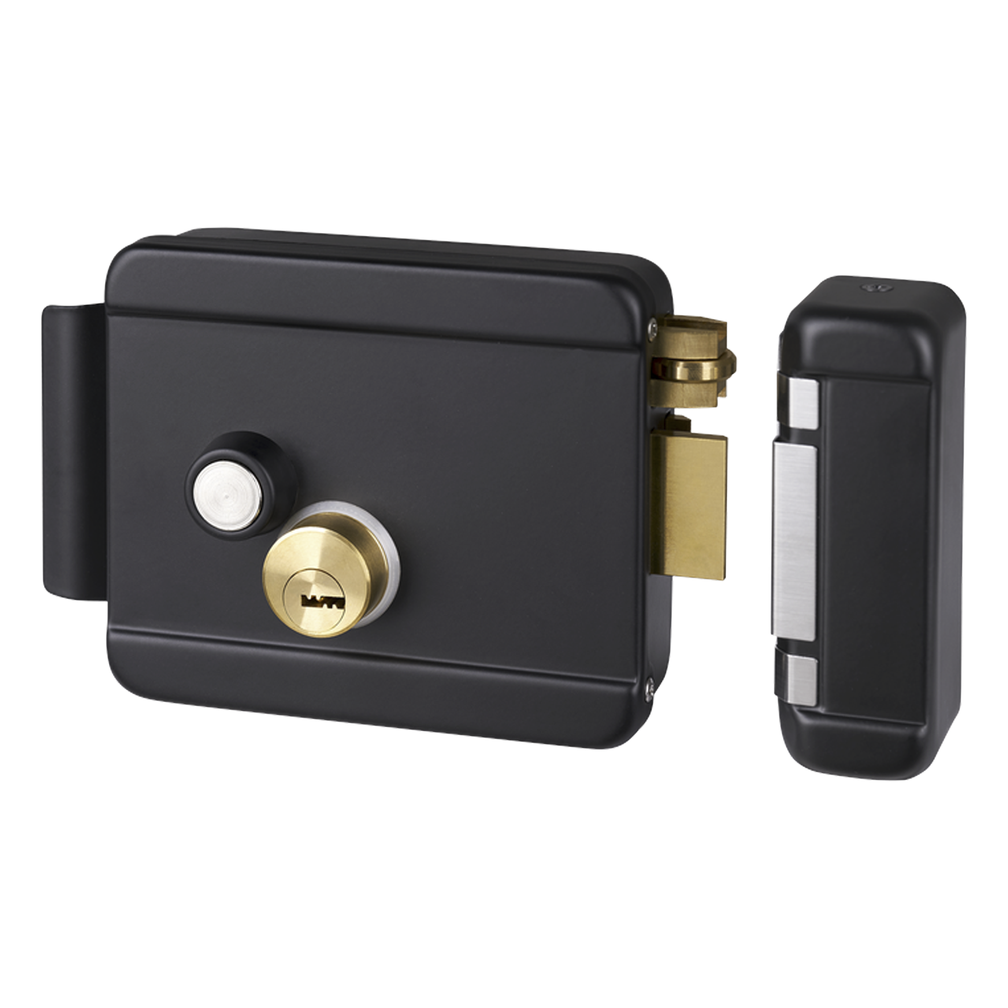Cerradura Eléctrica con Botón de Salida / Incluye Llave  / Exterior / Derecha / Color Negro — ACCESSPRO · SKU BL-ACCESSRIMB