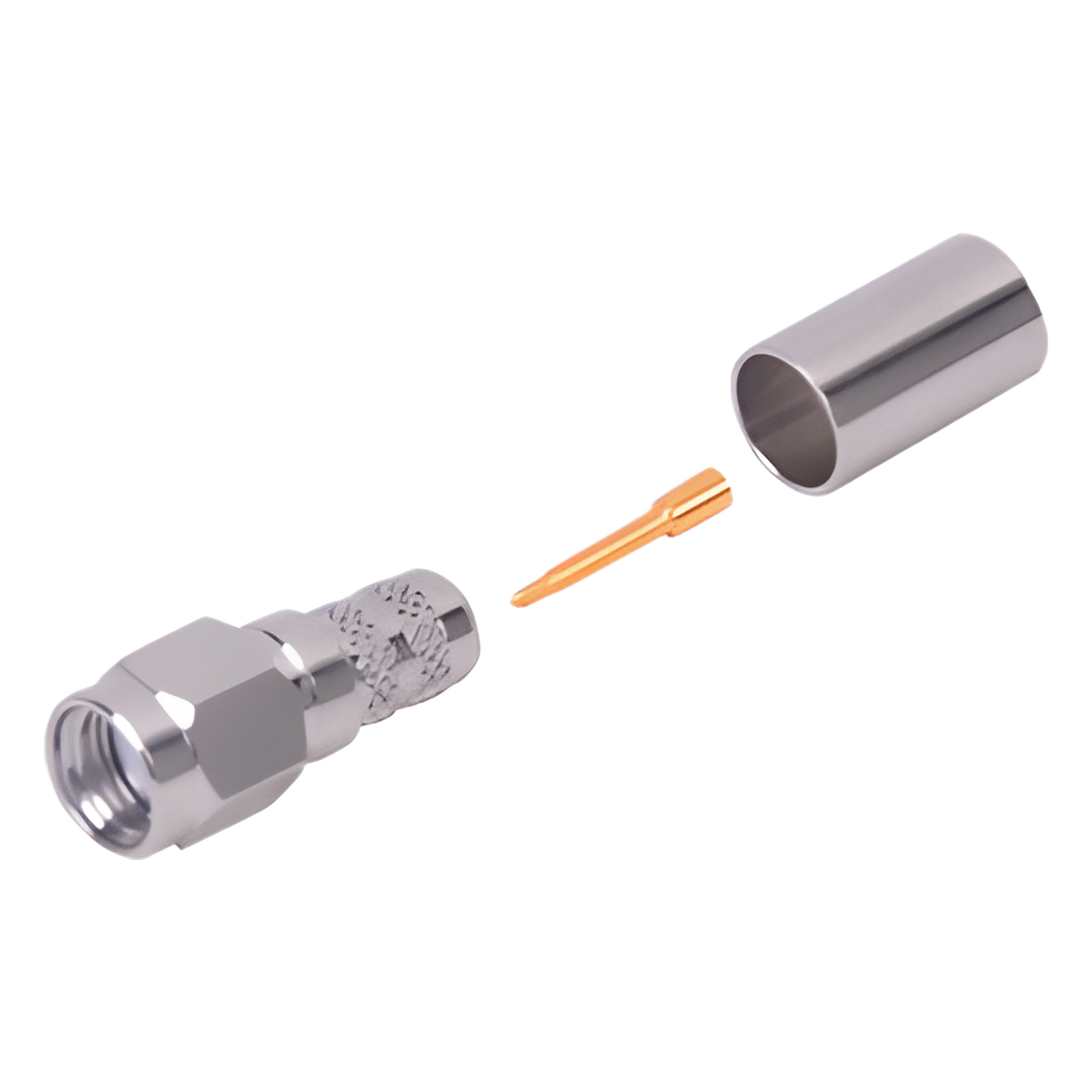 Conector SMA Macho de Anillo Plegable para Cables LMR-240, RG-8/X, 9258, Niquel/Oro/Teflón. — RF INDUSTRIES,LTD · SKU RSA-3000-X