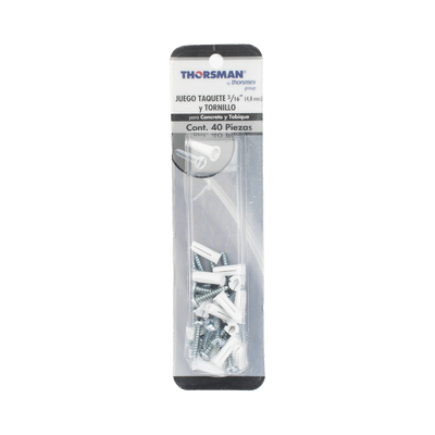 Paquete de 20 taquetes blancos 3/4" y 20 tornillos 8mm x 3/4" (1101-05002)