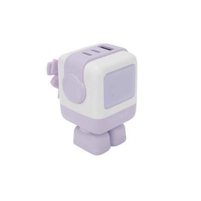 Cargador RobotGaN de 65W Serie UNO | 3 Puertos de Carga Rápida | 2 USB-C | 1 USB-A | PD 3.0 | QC 4.0 | Carga Inteligente | Tecnología GaN II | Zapato Magnético Extraíble | Carcasa Ignífuga | Pantalla LED