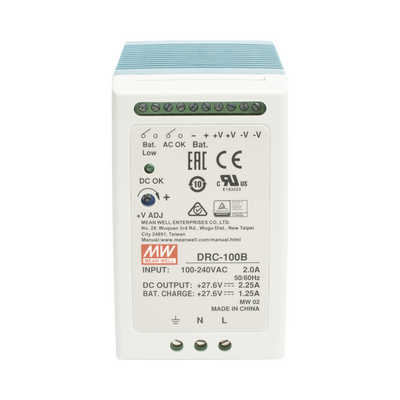 Fuente de poder con cargador de batería / Riel DIN / 24V / 100W / 2.25A / UL 508 / 2.16 x 3.54 x 3.94 pulgadas