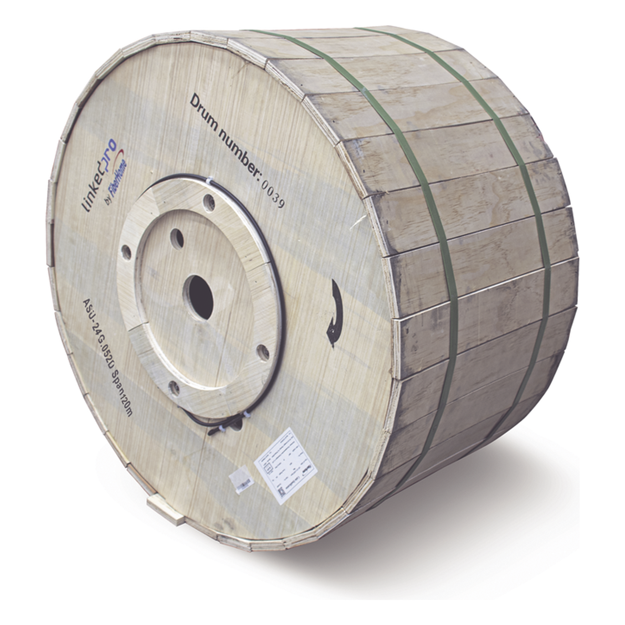 Carrete de 4 Kilómetros de Fibra Óptica Aérea Mini ADSS (ASU) G.652D, Monomodo de 24 Hilos, Exterior, Span 120, Loose Tube