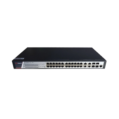 Switch Gigabit PoE+ / Administrable / 24 Puertos 1000 Mbps PoE+ / 4 Puertos 1000 Mbps + 4 Puertos SFP de Uplink / 370 Watts / Soporta IGMP — HIKVISION · SKU DS-3E2528P(B)