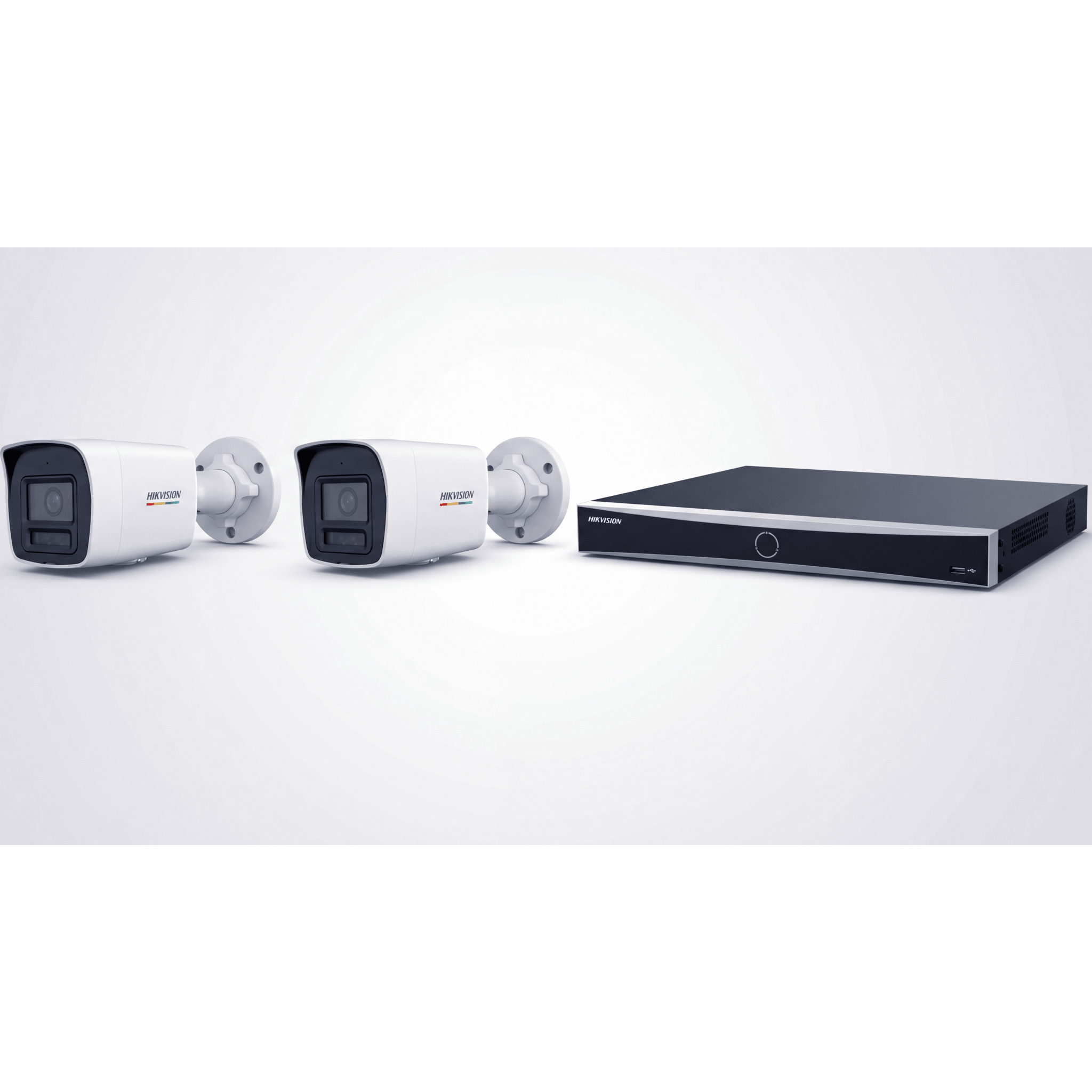 [ KIT ACUSEEK 2 CAM + 1 NVR ] / NVR 12 Megapixel / 8 Canales IP / 8 Puertos PoE / Cámara 4 MP / Tipo Bullet / Luz Dual 30 mts IR + 30 mts Luz blanca / Microfono Integrado / Exterior IP67 / WDR — HIKVISION · SKU ACUKIT2CAM