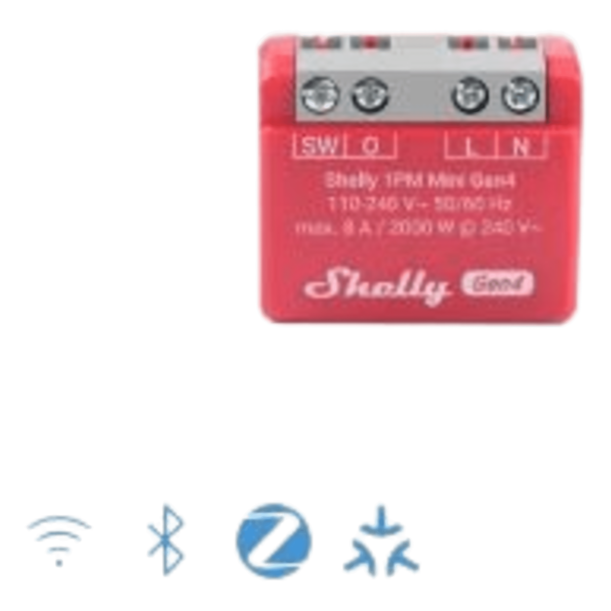 Mini Interruptor inteligente Wi-Fi 2.4 / medición de consumo, /1 canal 8A 110-240 / compatible con asistentes de voz — SHELLY · SKU SHELLY1PMMINIGEN4