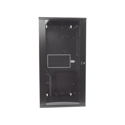 Gabinete PanZone de Montaje en Pared, de 19in, Puerta con Ventana de Seguridad, 26 UR, 635mm de Profundidad, Color Negro