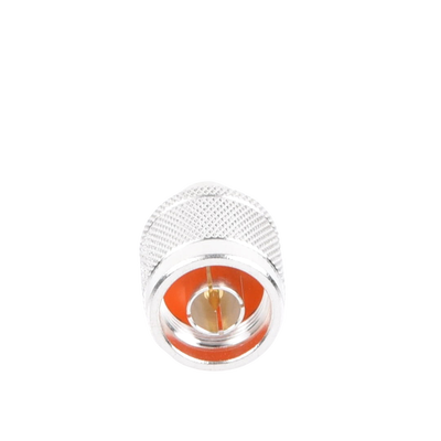 Adaptador en Línea de Conector N Macho a BNC Hembra, Plata/ Oro/ Teflón.
