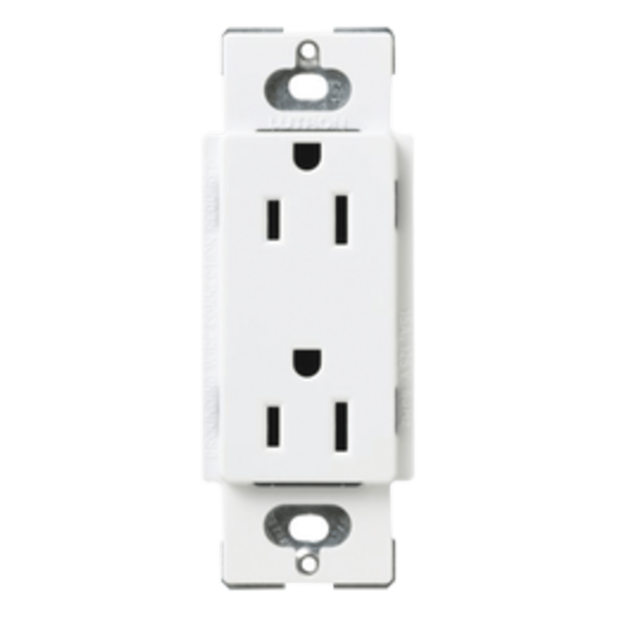 Tomacorriente dúplex 15 A 125 V de la línea Claro y Satin Colors en color Snow, para caja de pared estándar, placa se vende por separado — LUTRON ELECTRONICS · SKU SCR15SWL