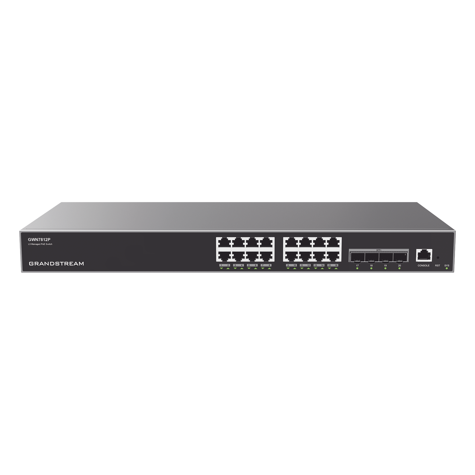 Switch Capa 3 PoE+ Administrable / 16 Puertos Gigabit + 4 SFP+ 10G / 240W PoE / 112 Gbps / Montaje en Rack
