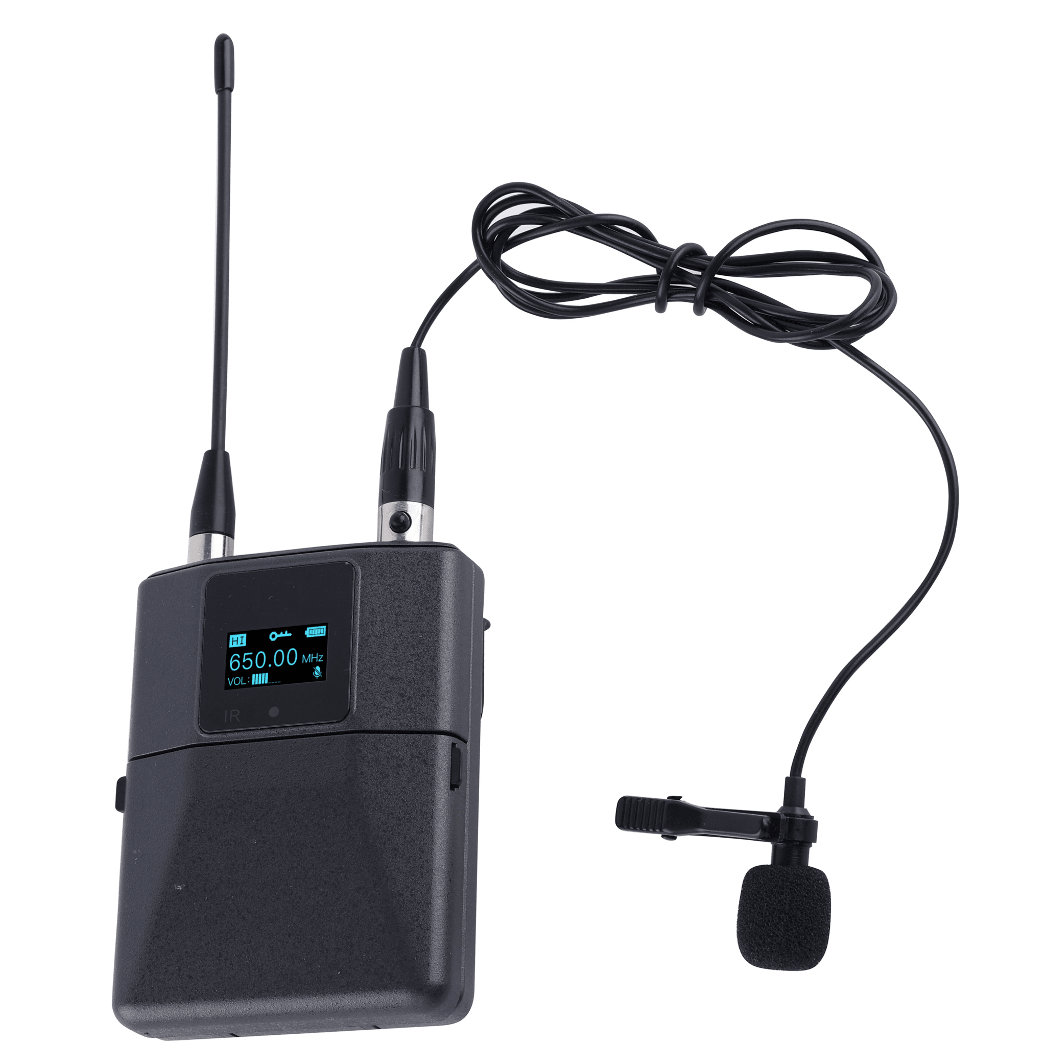 Micrófono de Solapa Digital Inalámbrico EP-59L / Condenser / Rango Frecuencia 540-590MHz y 640-690MHz / Modulación pi/4-DQPSK / Potencia Salida ≥10dBm / Autonomía >10 Horas / OLED Display / Ajuste Potencia y Volumen / Fun