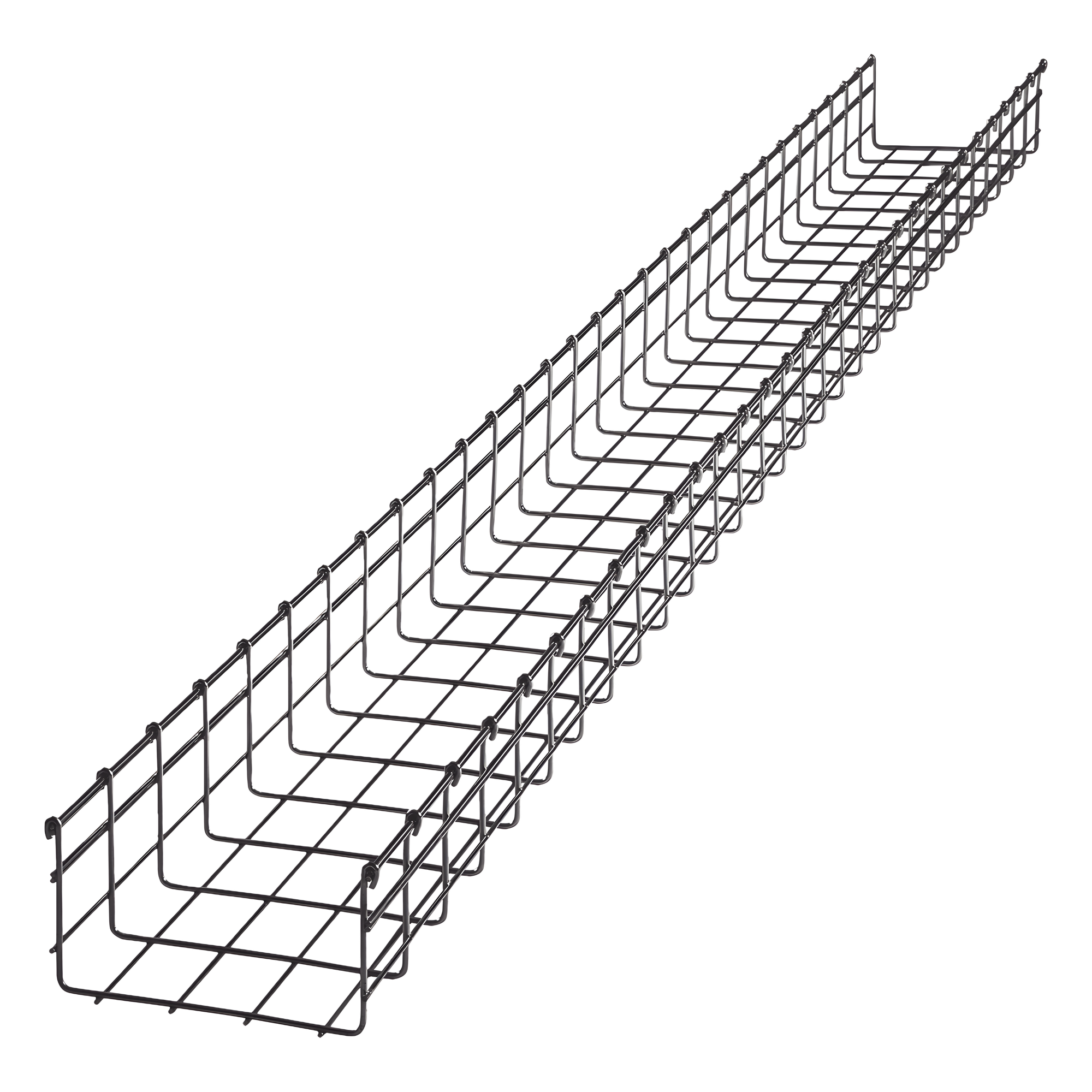 Charola tipo malla / 105 mm peralte / 200 mm ancho / 3 m tramo / 334 cables Cat6 / Electro zinc — CHAROFIL · SKU CH-105-200EZ