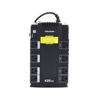 UPS de 425 VA/255 W, Topología Standby, Entrada 120 Vca NEMA 5-15P, Tipo Gabinete Compacto, Con 8 Tomas NEMA 5-15R