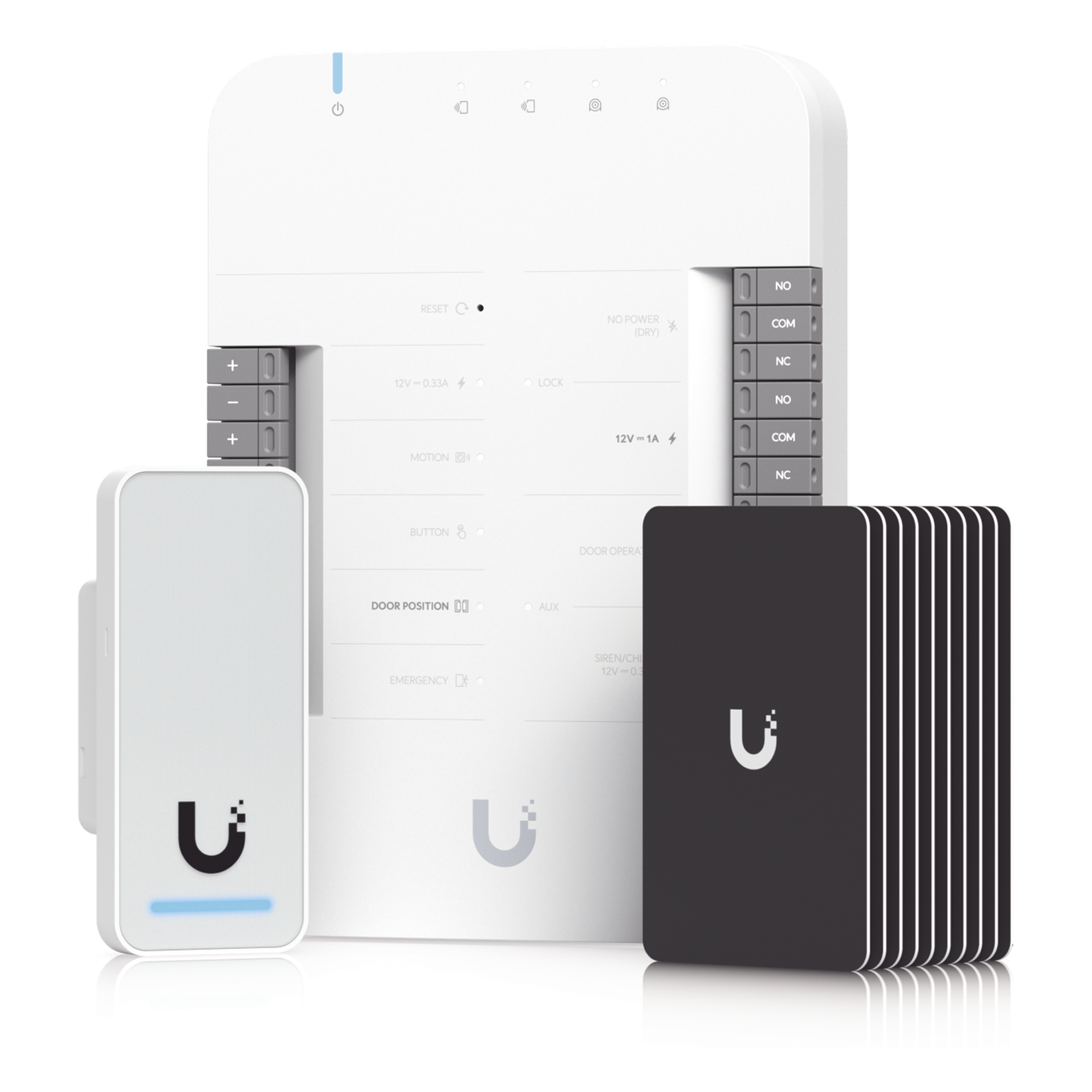 UniFi Access Kit de Inicio Gen 2, Incluye Hub para conexiones, lector NFC y movimiento / 10 tarjetas de acceso / sistema completo para abrir una puerta — UBIQUITI · SKU UA-G2-SK
