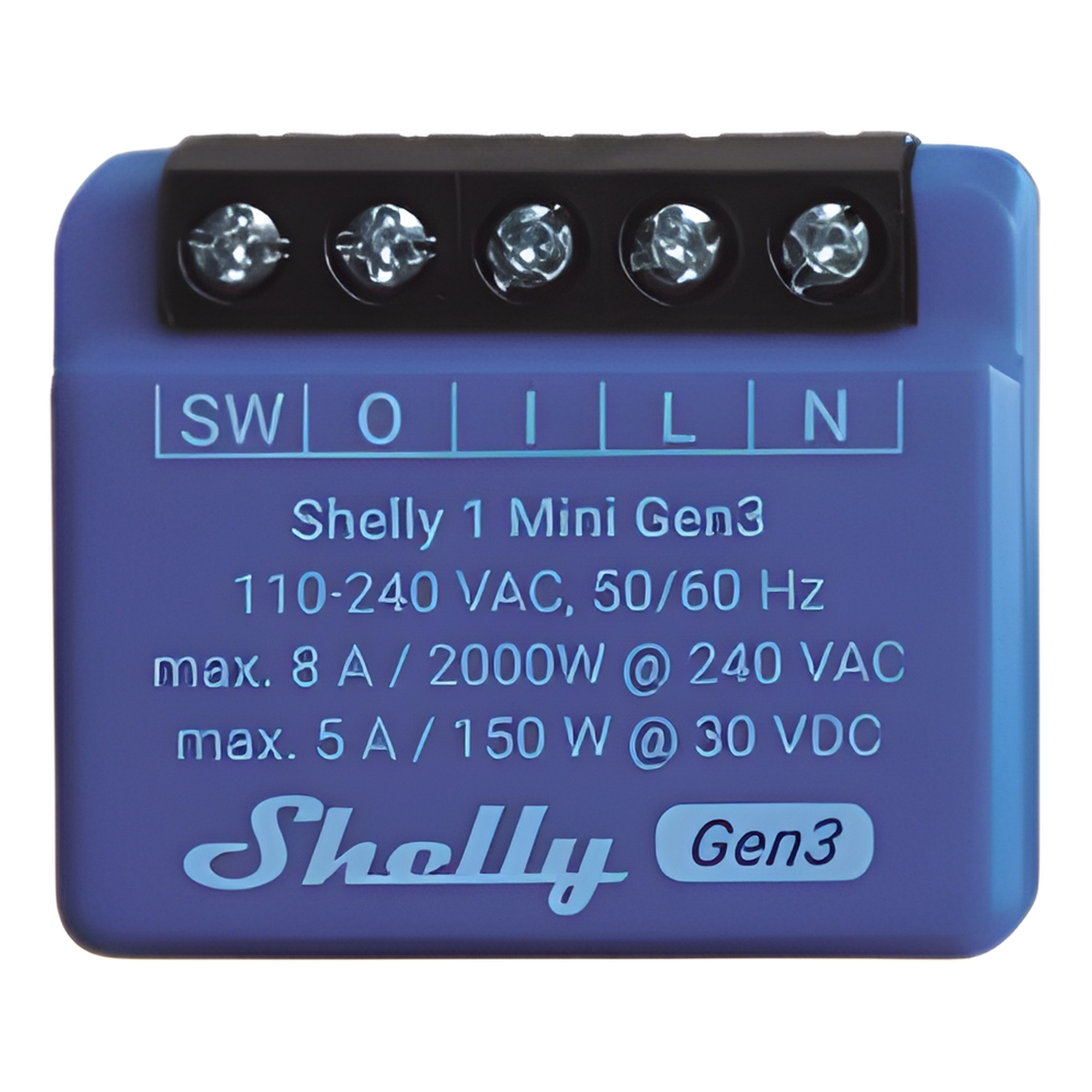 Mini Relevador inalámbrico inteligente, 1 salida de contacto seco, compatible con asistentes de voz Alexa y GoogleHome — SHELLY · SKU SHELLY1MINIGEN3
