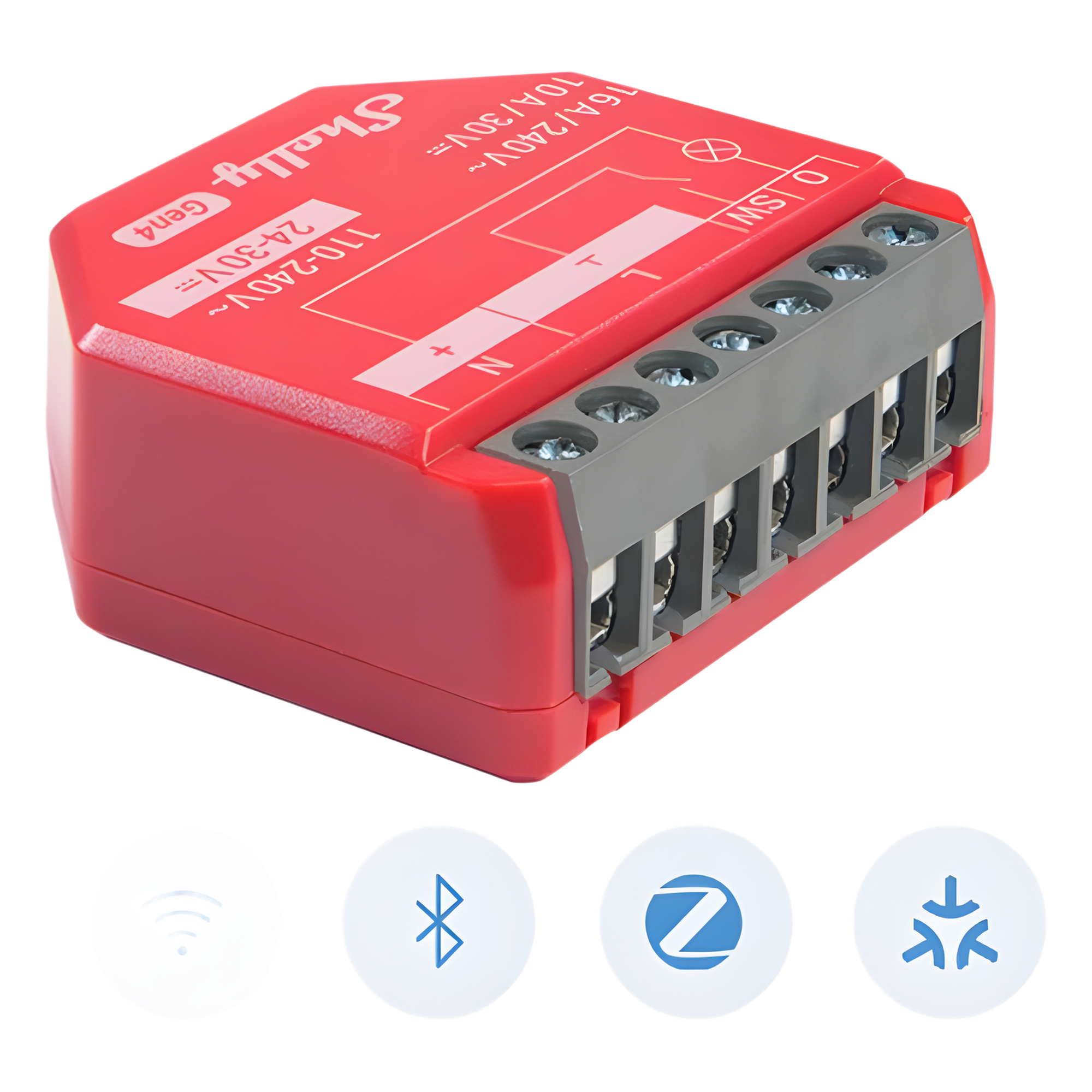 Relevador inalámbrico inteligente 16A, 110-240 V / medición de consumo / compatible con asistente de voz Alexa, Google Home / Wifi 2.4 — SHELLY · SKU SHELLY1PMGEN4