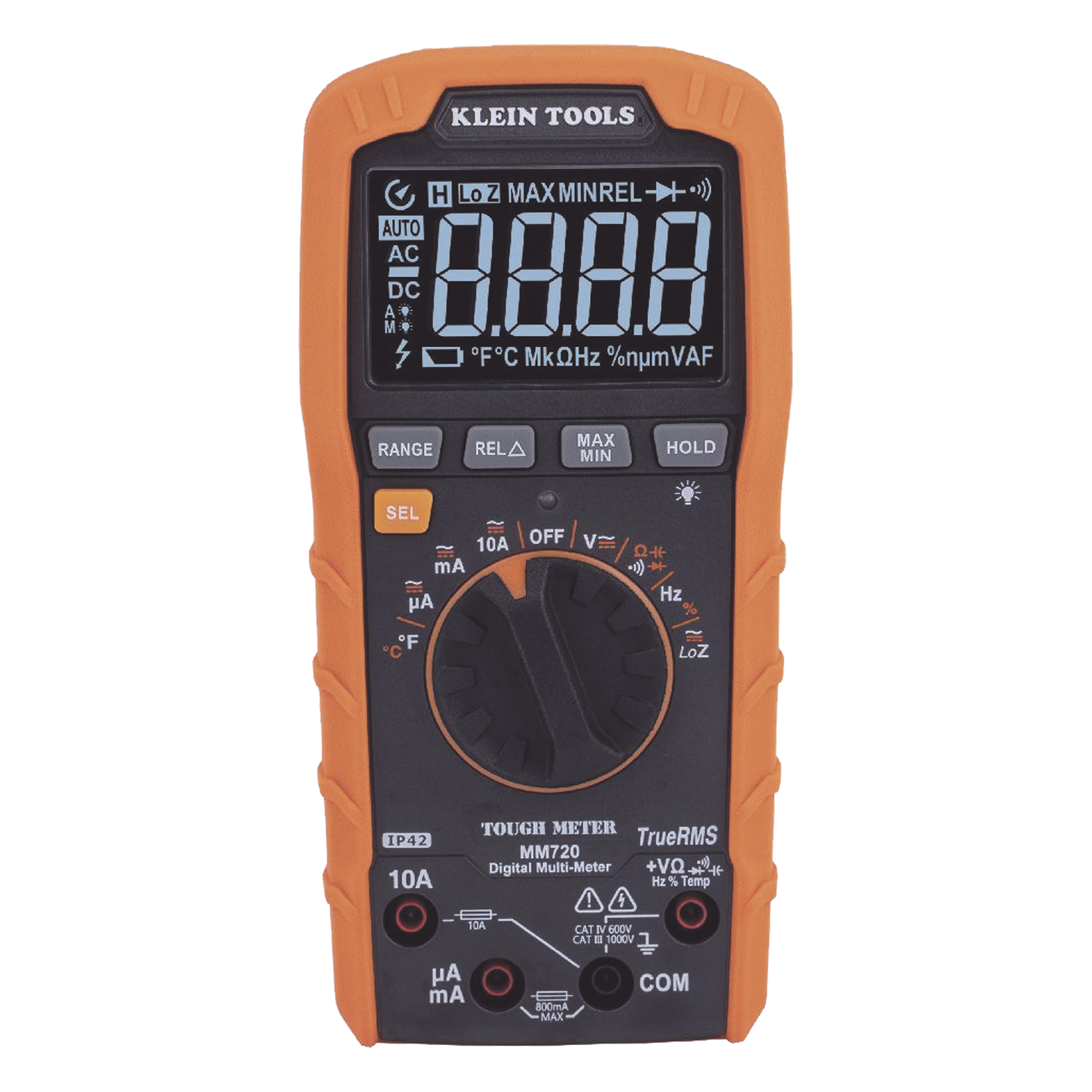 Multímetro Digital de Rango Automático con TRMS 1000V Medición de Temperatura y Baja Impedancia — KLEIN TOOLS · SKU MM720