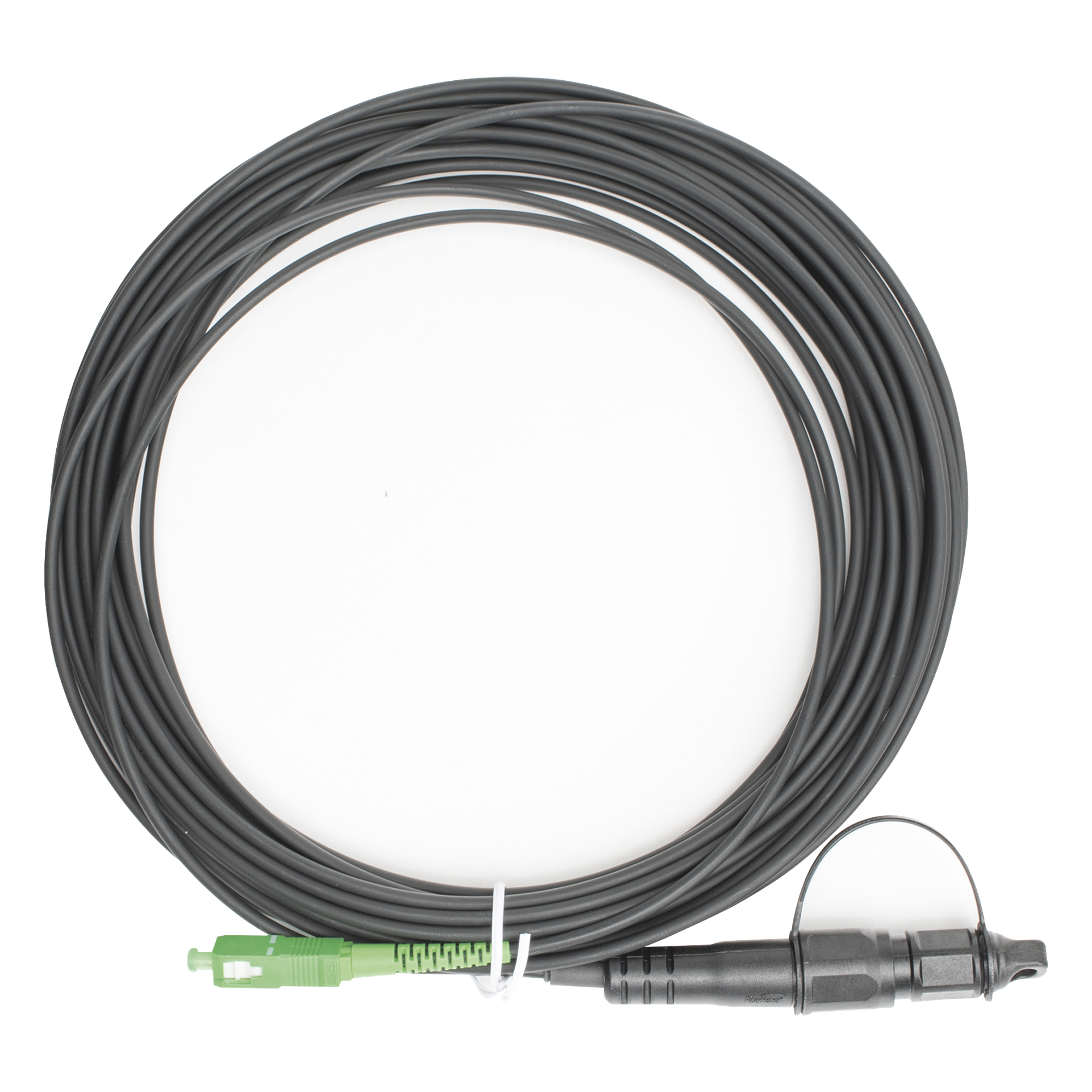 Jumper de Fibra Óptica, Conector SC/APC - Conexión a Caja FDP460, Redondo, 10 Metros (32.81 Pies), Forro 3 mm, G657A2, Negro — FIBERHOME · SKU OFC-S1-BK-SA-H1A-30-10-2601