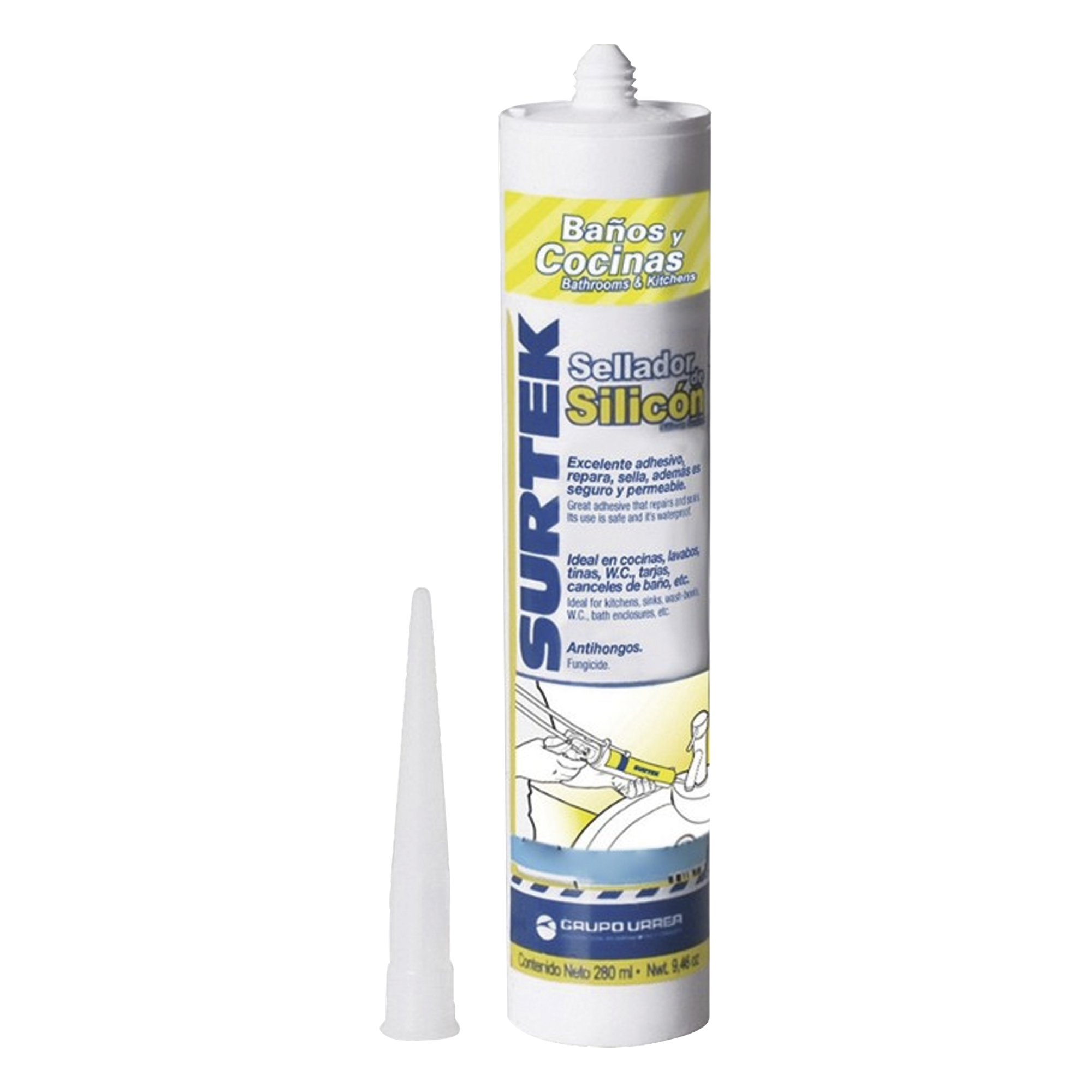 Silicón Para Baños y Cocinas /Color Blanco / Contenido 280 ml. — SURTEK · SKU SYS-113-452
