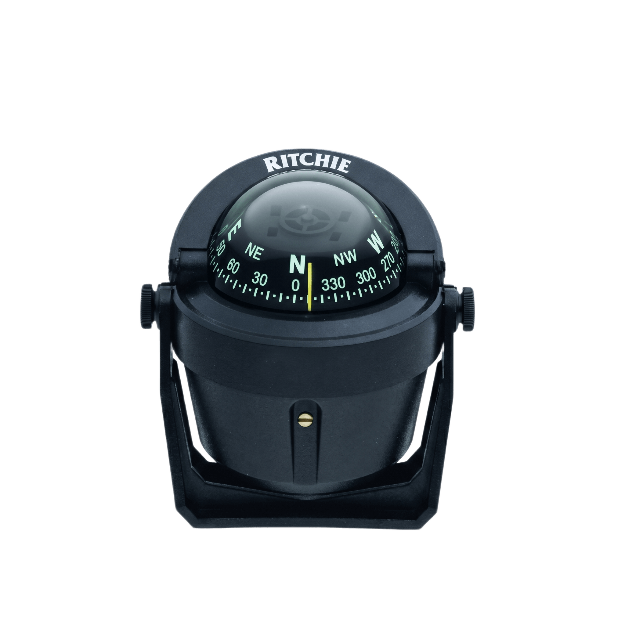 Brújula de Navegación Marítima Serie Explorer / Montaje en Bracket / Color Negro / 2 3/4" (70 mm) Direct Reading Dial / Iluminación Nocturna Verde Interna / Compensadores Integrados / Movimiento de Agujas con Rubí Z