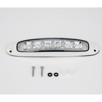 Luz Auxiliar de Escena de 6 LED, Blanco, Lente Transparente, Bisel Blanco