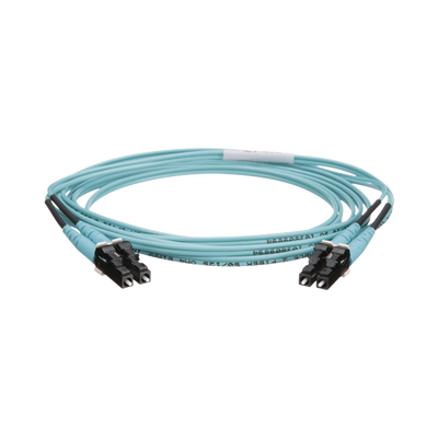 Jumper de Fibra Optica Multimodo 50/125 OM4, LC-LC Duplex, OFNR (Riser), Color Aqua, 2 Metros (6.56 Pies)