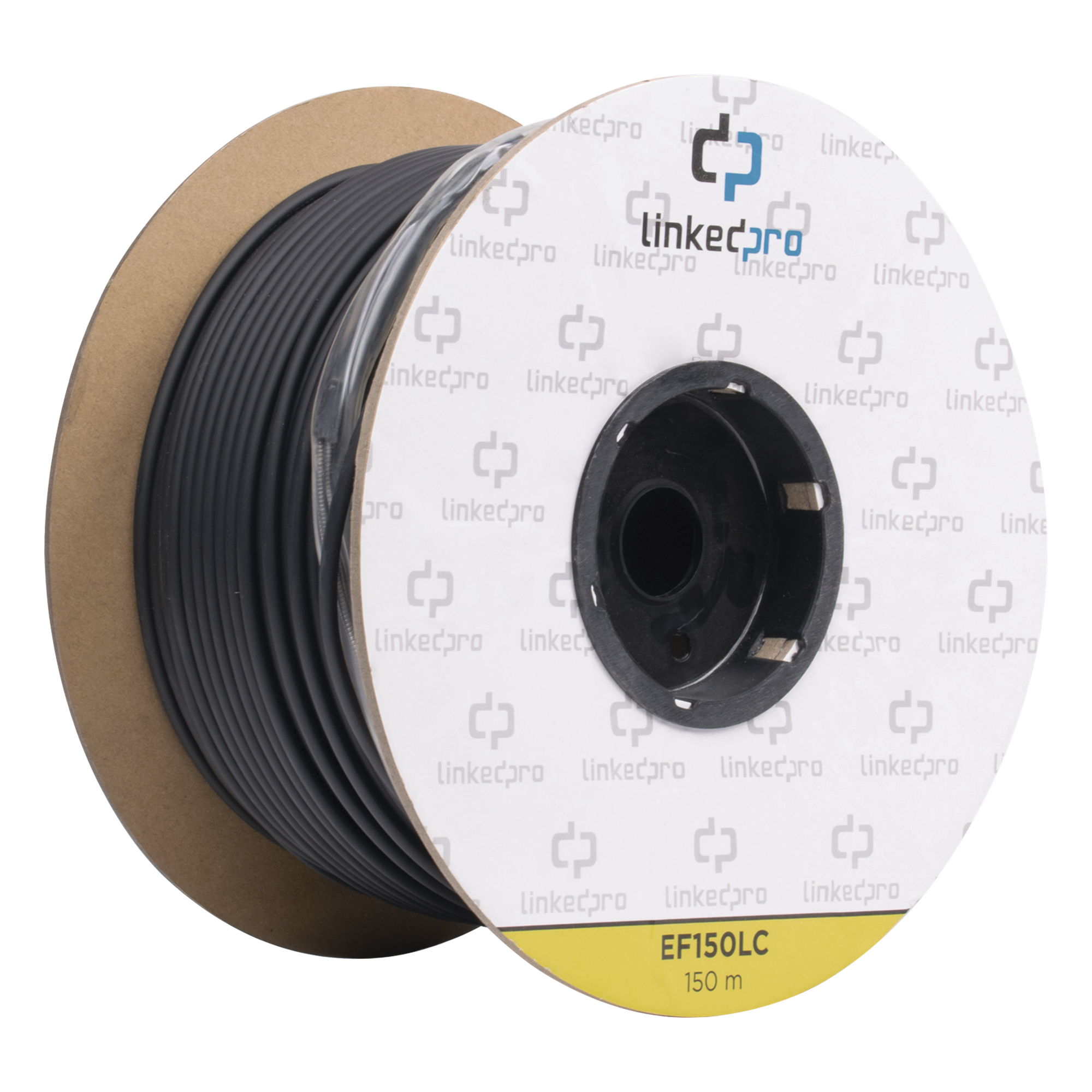 Carrete de Fibra Óptica Monomodo con Conectores LC-LC Duplex, Reforzada con Kevlar, de 150 Metros (492.13 Pies), Para Instalaciones Subterráneas por Tubería — LINKEDPRO BY EPCOM · SKU EF-150-LC