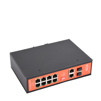 Switch PoE Industrial No administrable / Puertos 1-2 PoE 802.3 af/at y PoE 24 Vcc Pasivo 30W / Puertos 3-4 PoE 802.3 af/at/bt Hasta 60W / Puertos 5-8 PoE 802.3 af/at Hasta 30W / Los 8 puertos son Gigabit + 2 SFP combo / Presupuesto 300W