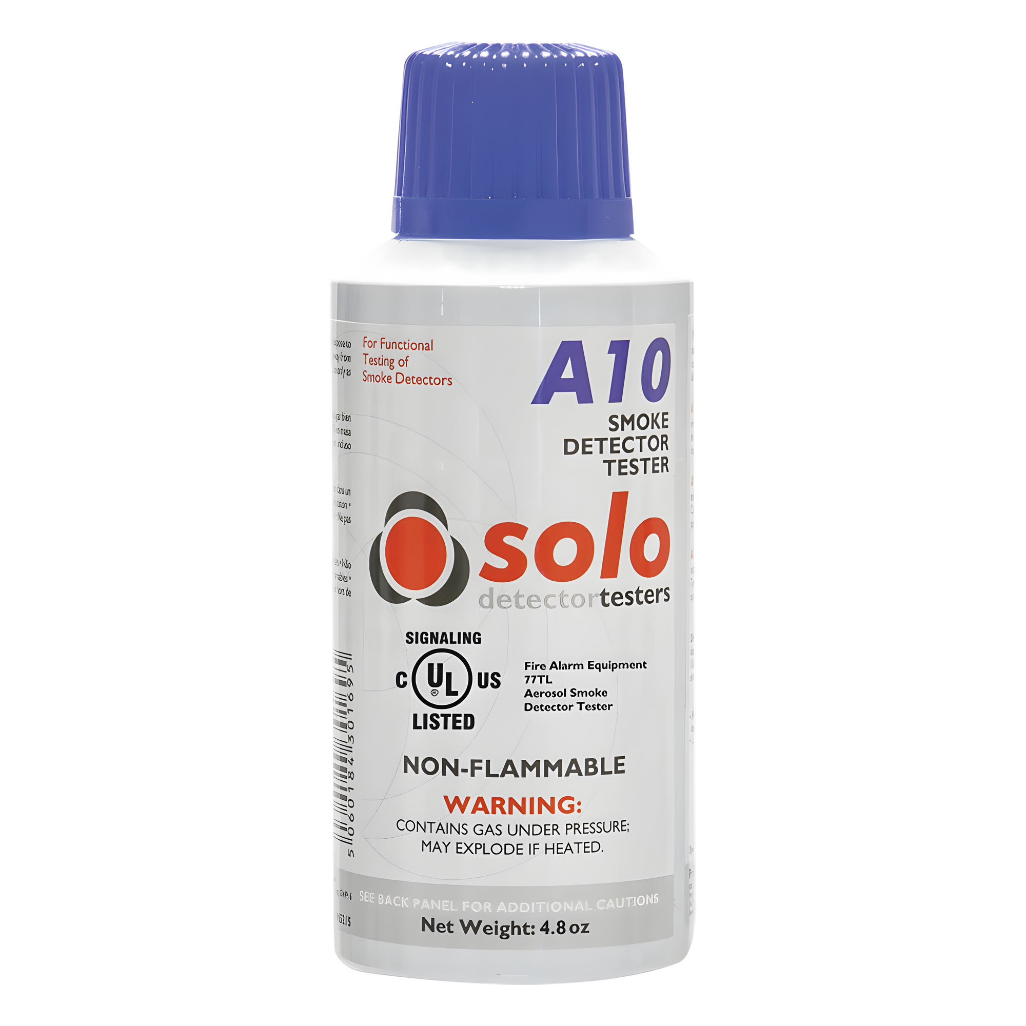 Lata De Humo Sintético En Aerosol Para Prueba De Detectores Puntuales, No Tóxico, No Inflamable, Libre De Silicona, 100%Biodegradable, No Contamina Los Detectores, Uso Manual o En Dispensadores SOLO-330/SOLO-332, Listado UL — SDI · SKU SOLO-A10