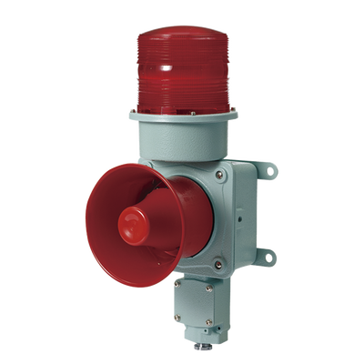 Combinación de baliza LED color roja con sirena electrónica para aplicaciones de la industria pesada máx.120 dB a 24 VCD