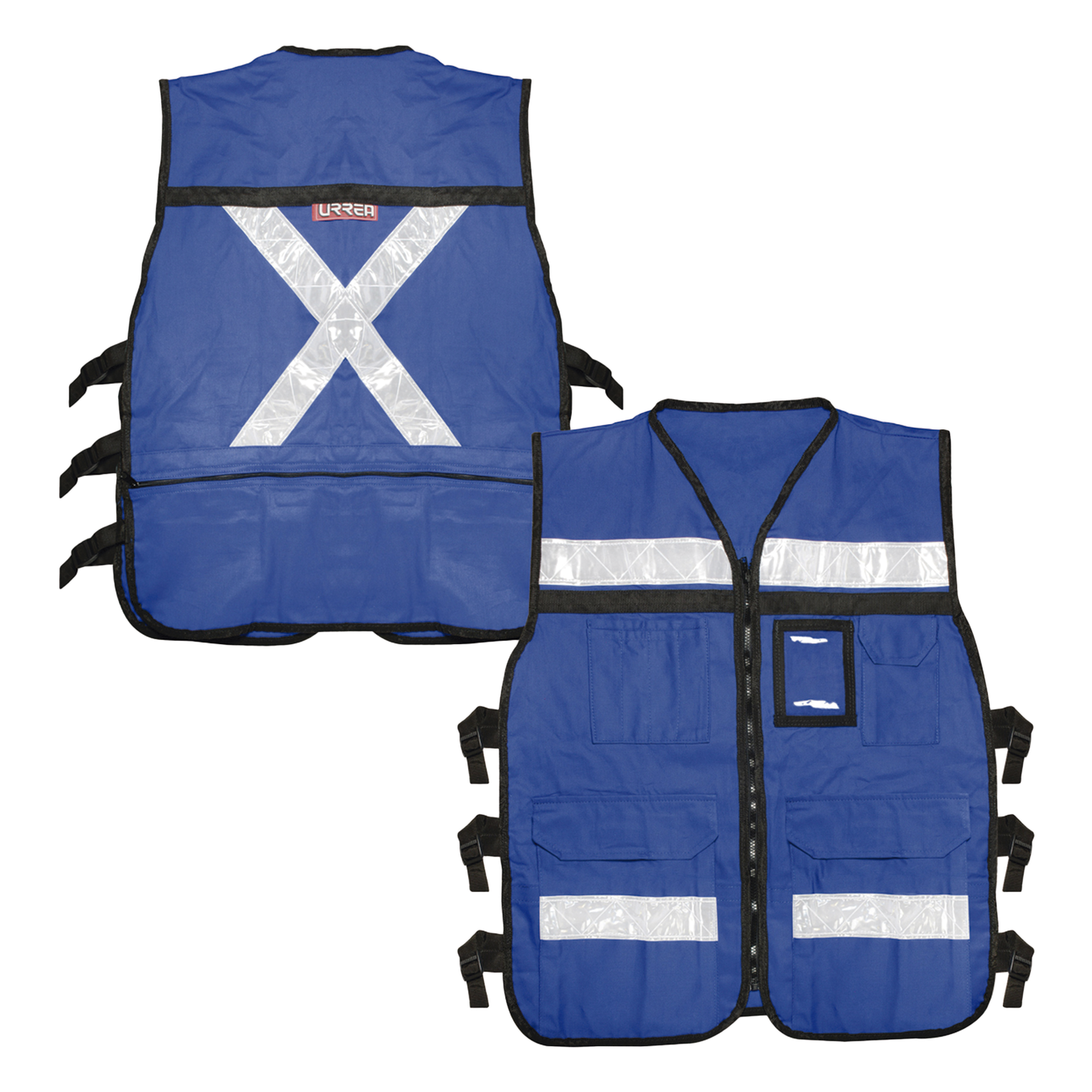 Chaleco Reflejante con 6 Bolsas Externas / 6 Broches ajustables / Talla Grande. — SURTEK · SKU SYS-USC-H42