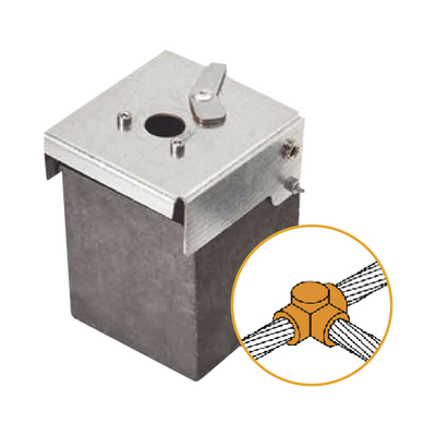 Molde de Grafito Horizontal Unión en T / Cable 2/0 AWG (70 mm²) / 70 Soldaduras / Acero Electrogalvanizado / Normativa UNE 21186