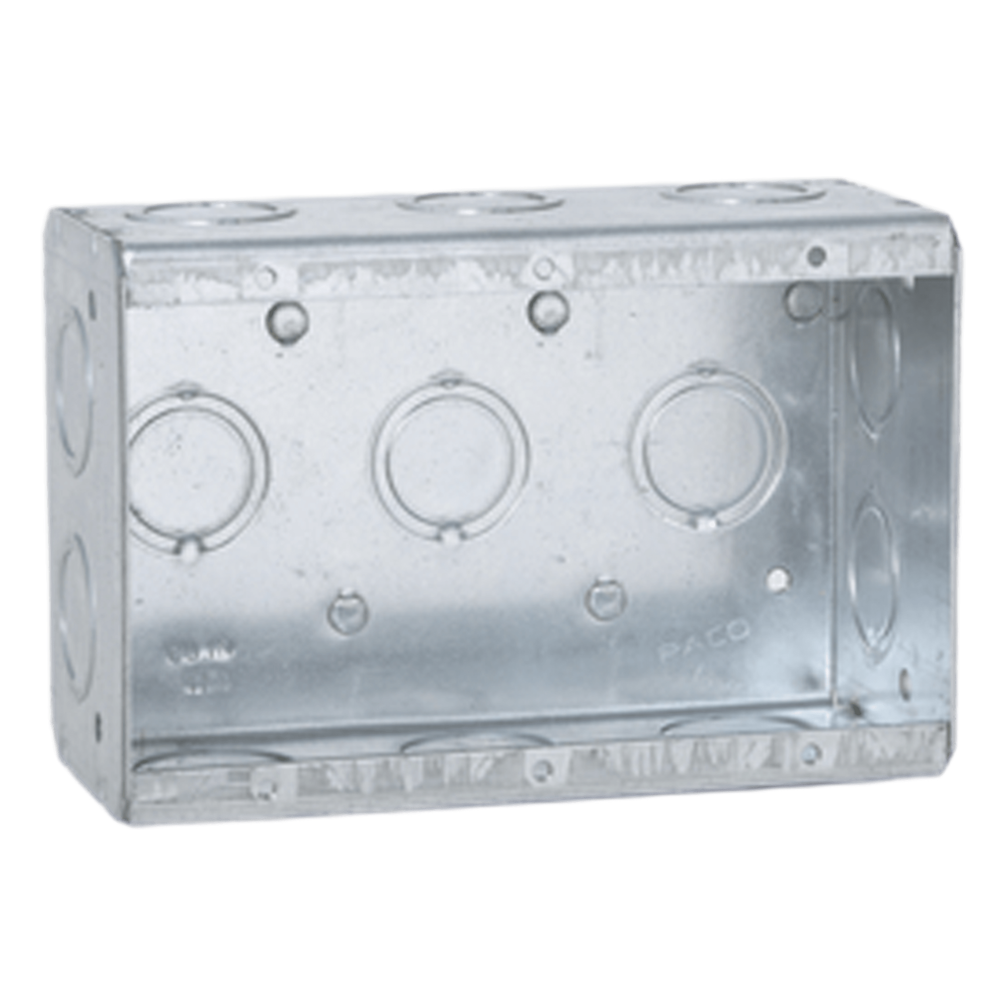 Caja Multigang de 3 Gangs / Profundidad de 2-1/2" / 16 Entradas de 1/2" y 3/4". — RACO · SKU HUB-692