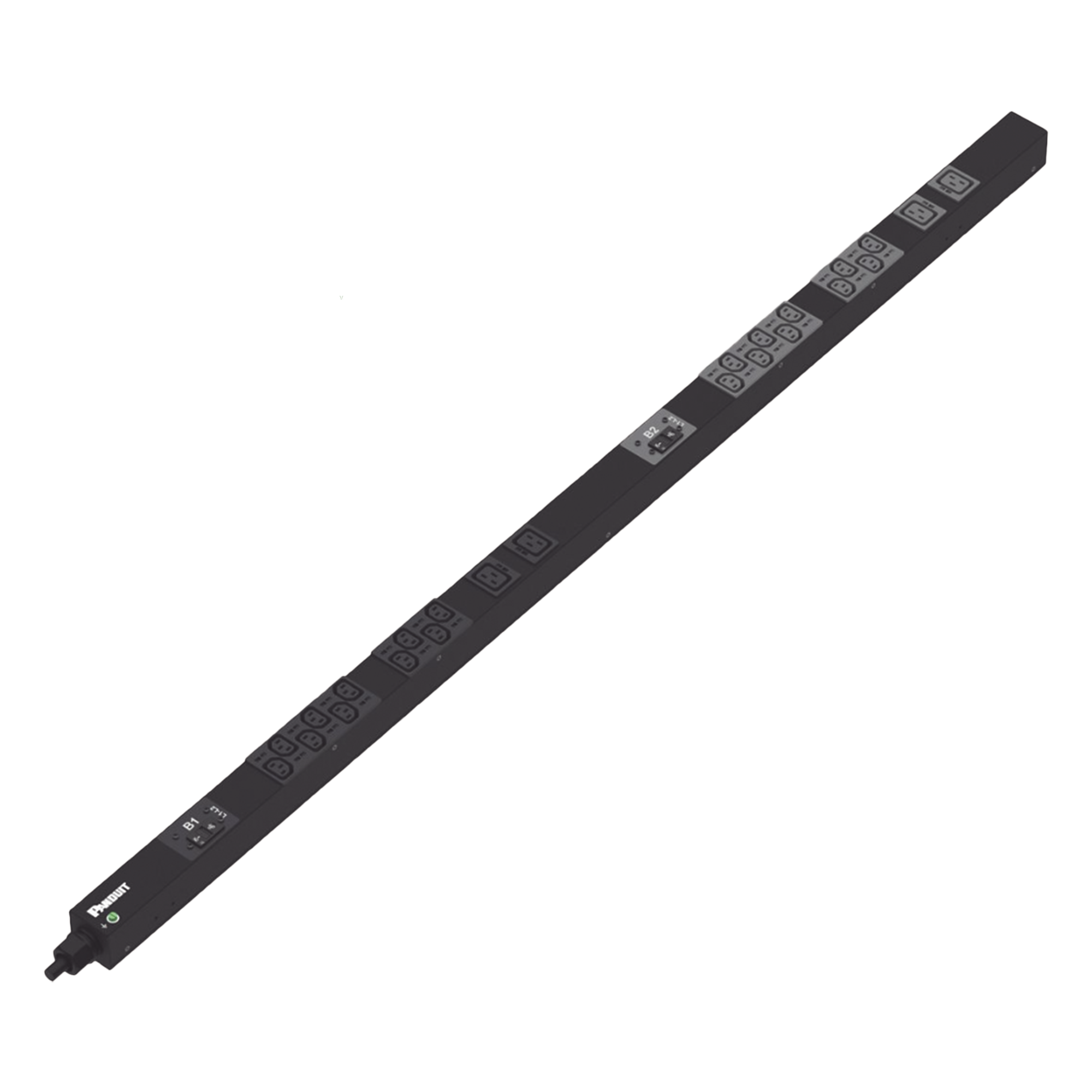 PDU Básico para Rack / 24 Salidas / 20 x IEC C13 + 4 x IEC C19 / Entrada NEMA L6-30P / 208 Vca / 30 A / Cable 3 m (9.8 ft) / Montaje 0U/1U/2U — PANDUIT · SKU P24B15M