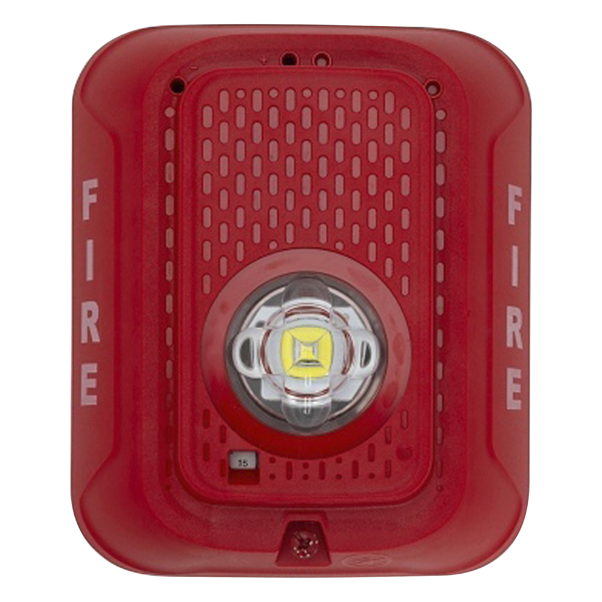 Lámpara estroboscópica LED para pared, 24 Vcd, candela seleccionable hasta 185 cd, sin sirena, color rojo — SYSTEM SENSOR · SKU SRLED