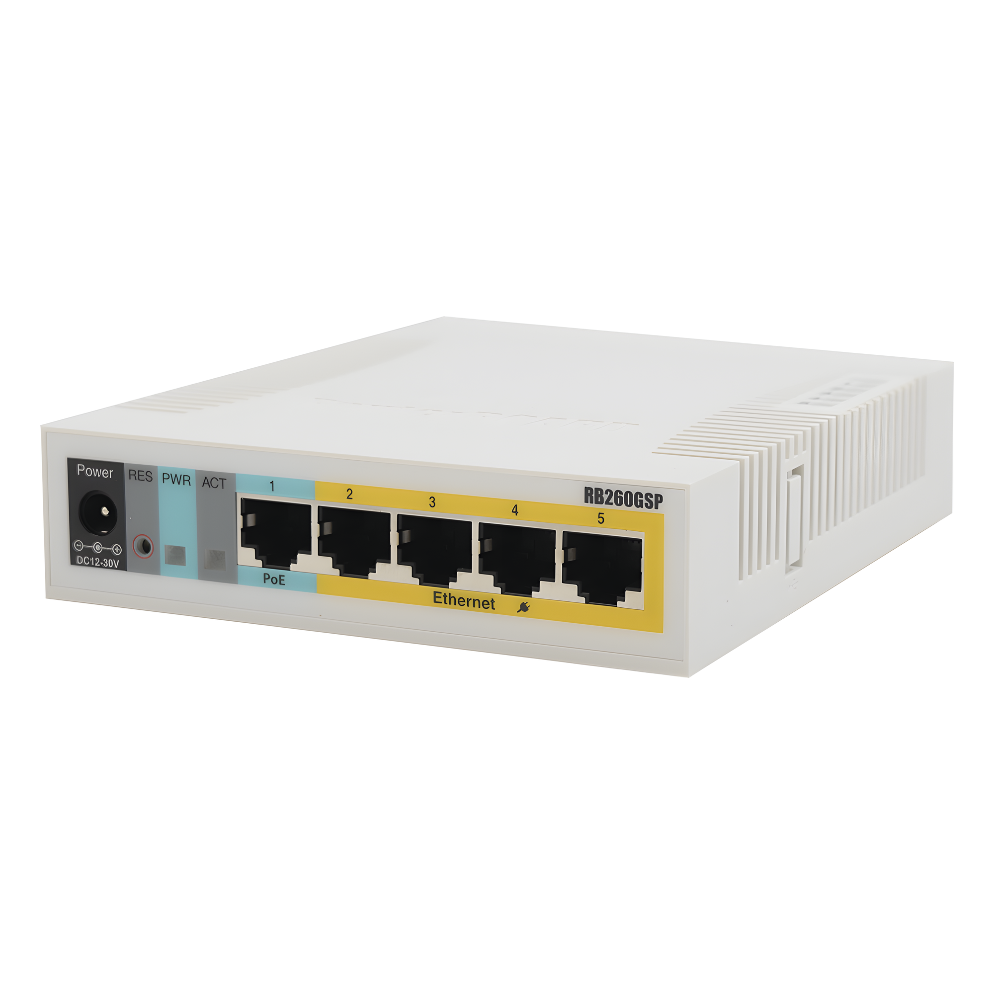 (RB260GSP) Switch Mikrotik 5 puertos PoE (Pasivo) (1in/4out) Gigabit Ethernet y 1 SFP — MIKROTIK · SKU RB260GSP